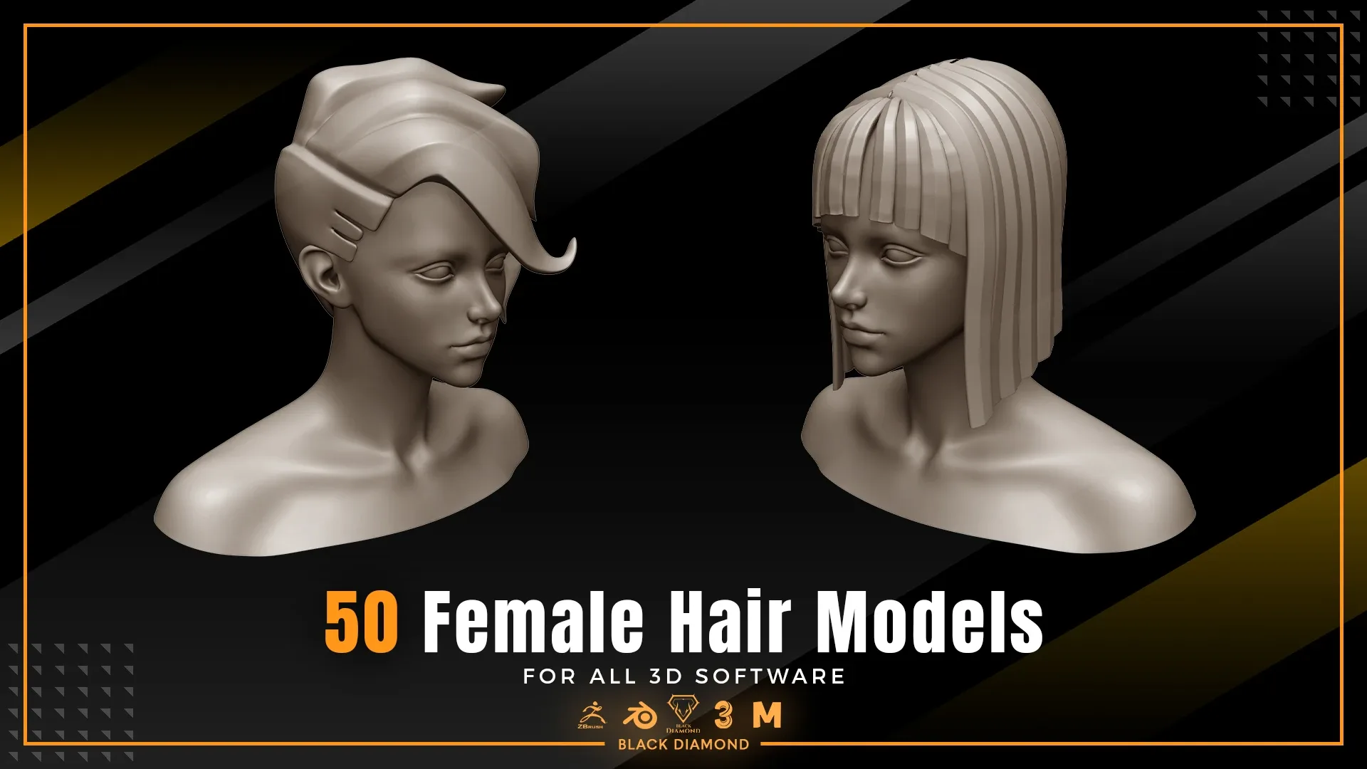 50 Female Hair Models ( FOR ALL 3D SOFTWARE )