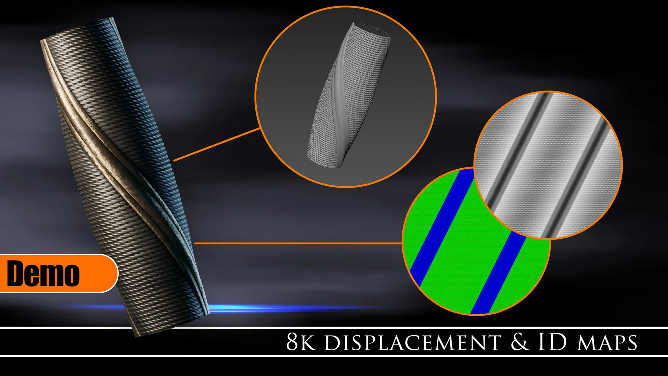 Displacement/Height Maps for Sword &Dagger Handles Vol. 1