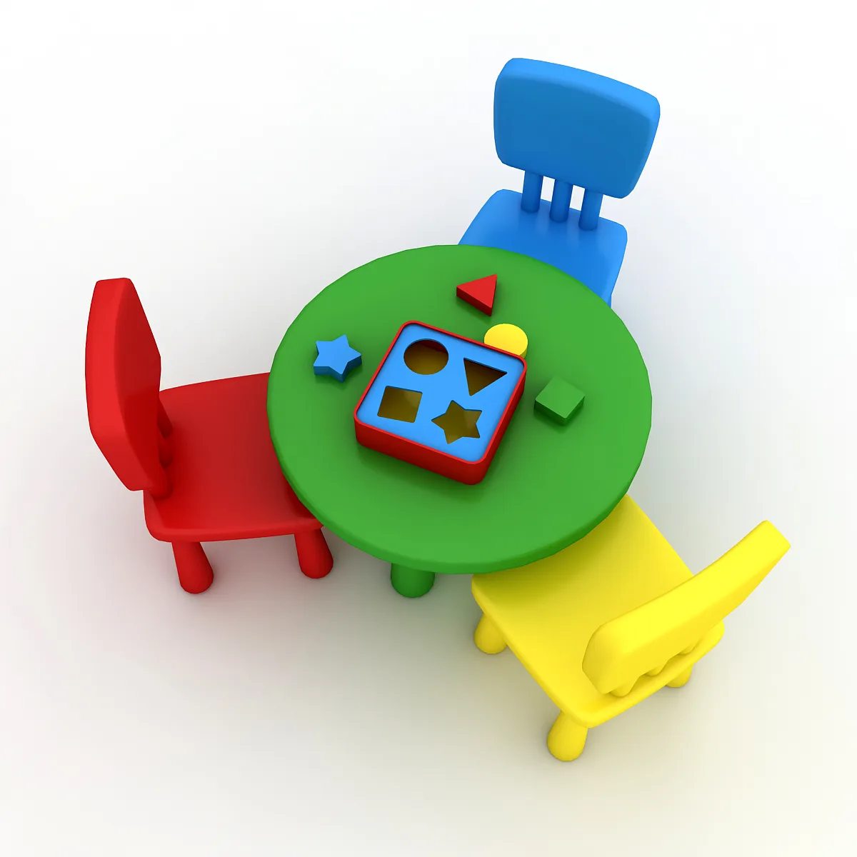 3D Kindergarten Table Chair 02