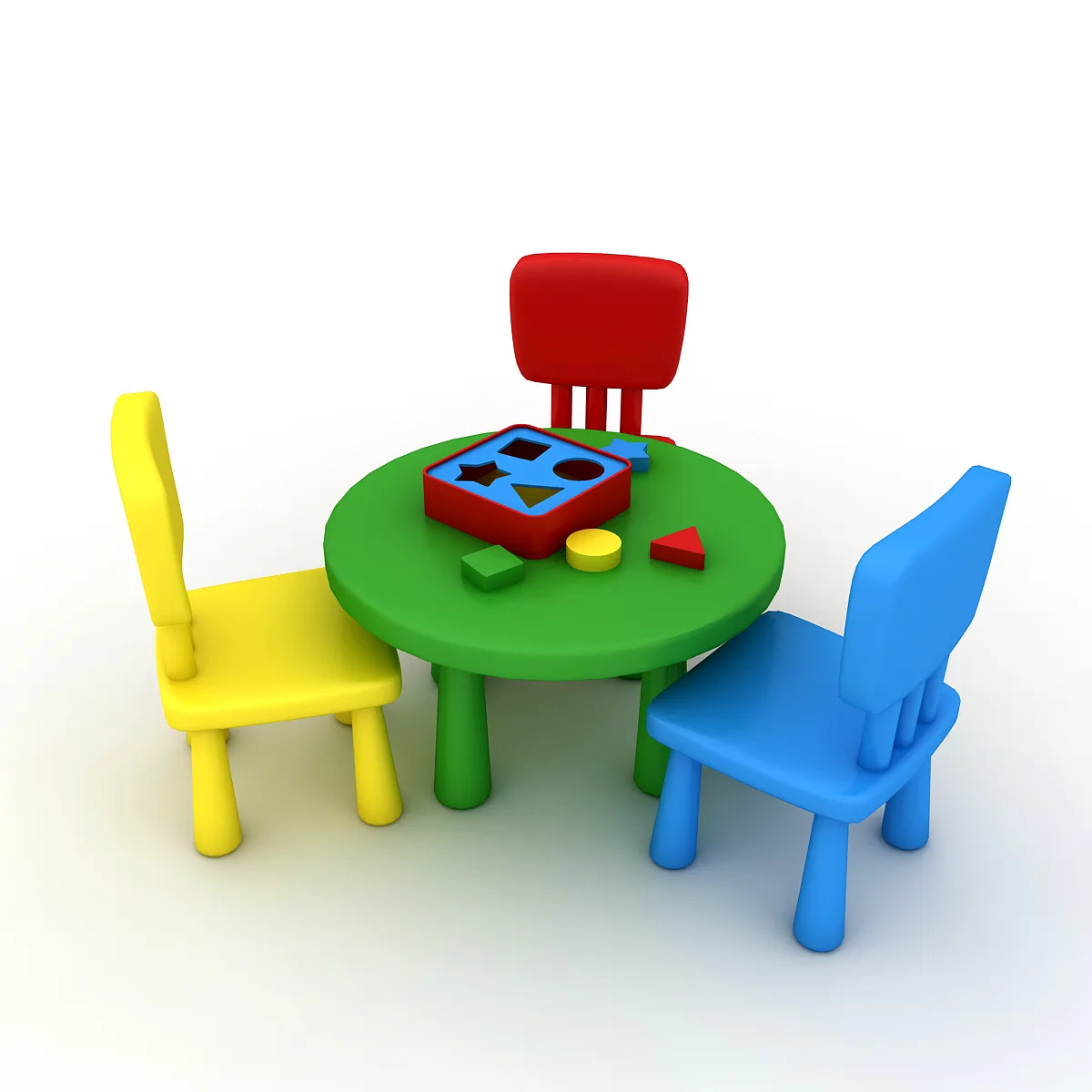 3D Kindergarten Table Chair 02