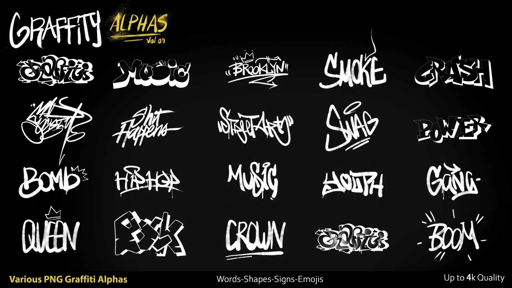 Graffiti Alphas-PNG-Vol02-Substance Painter-Photoshop