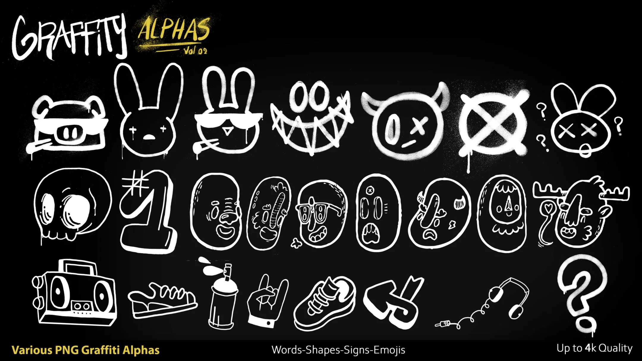 Graffiti Alphas-PNG-Vol02-Substance Painter-Photoshop