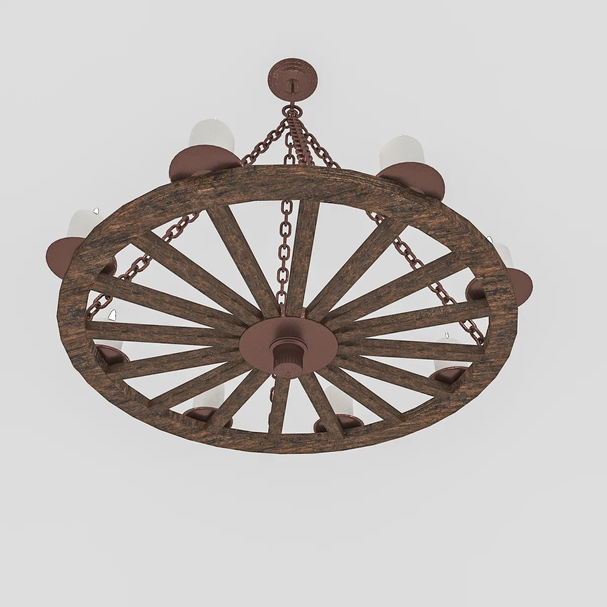 3D Old Wheel Chandelier model