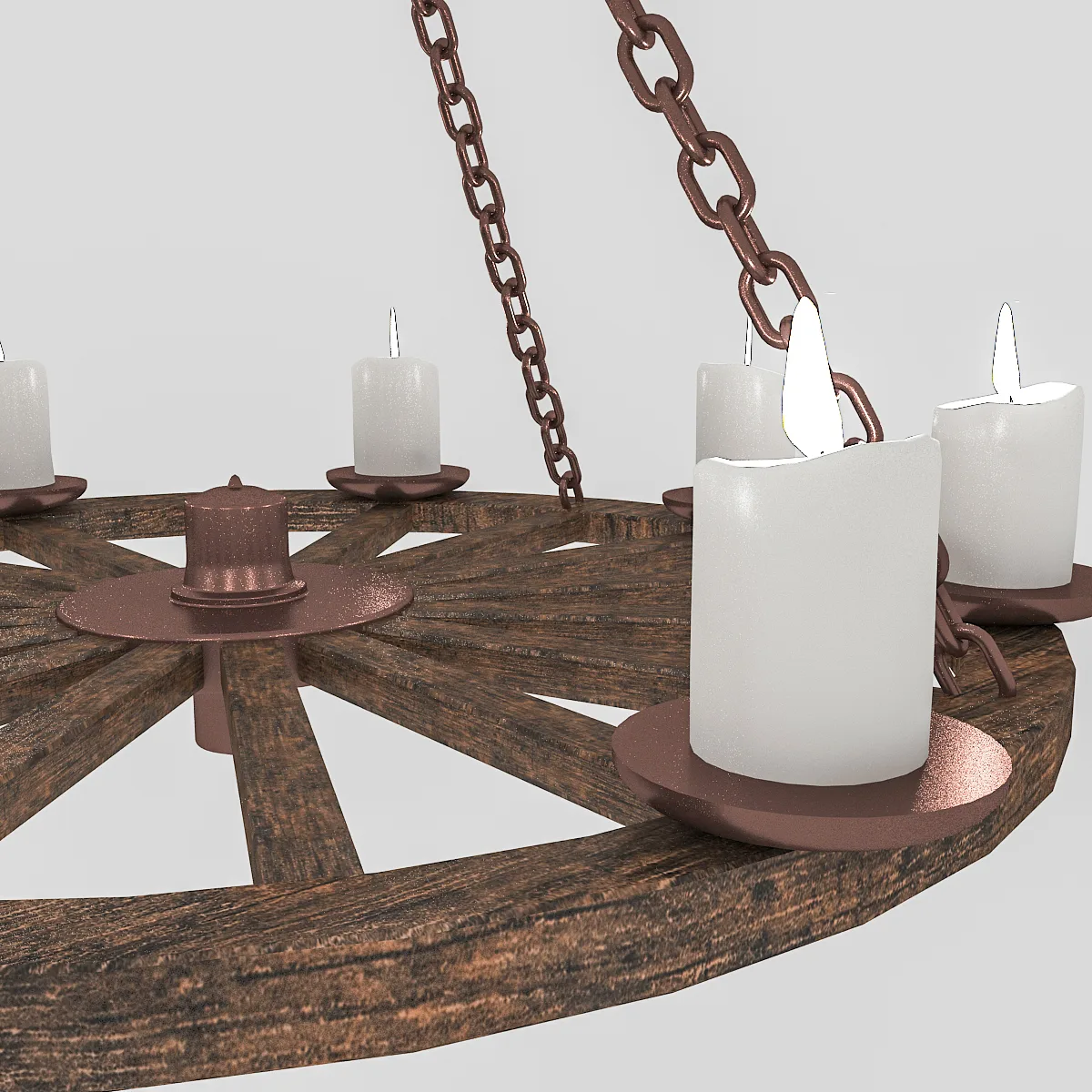 3D Old Wheel Chandelier model