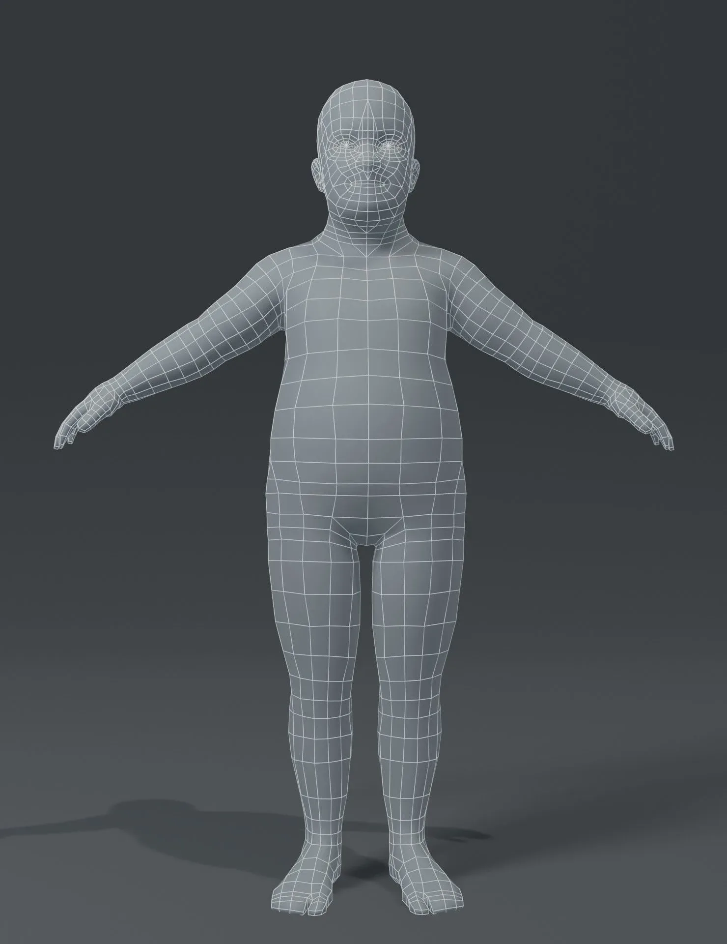 Fat Boy Kid Child Body Base Mesh 3D Model