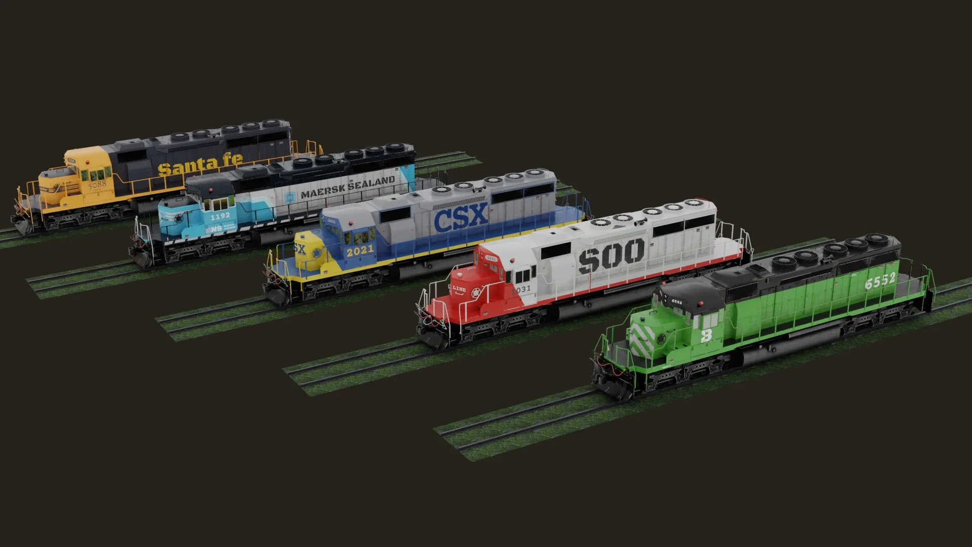 Locomotive Diesel/Electric EMD SD40-2 Realistic Low-poly 3D model