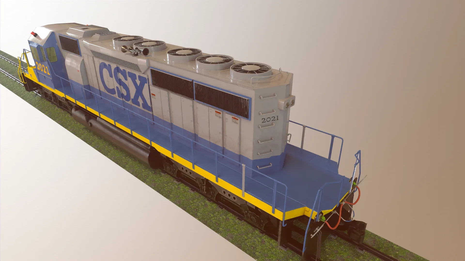 Locomotive Diesel/Electric EMD SD40-2 Realistic Low-poly 3D model