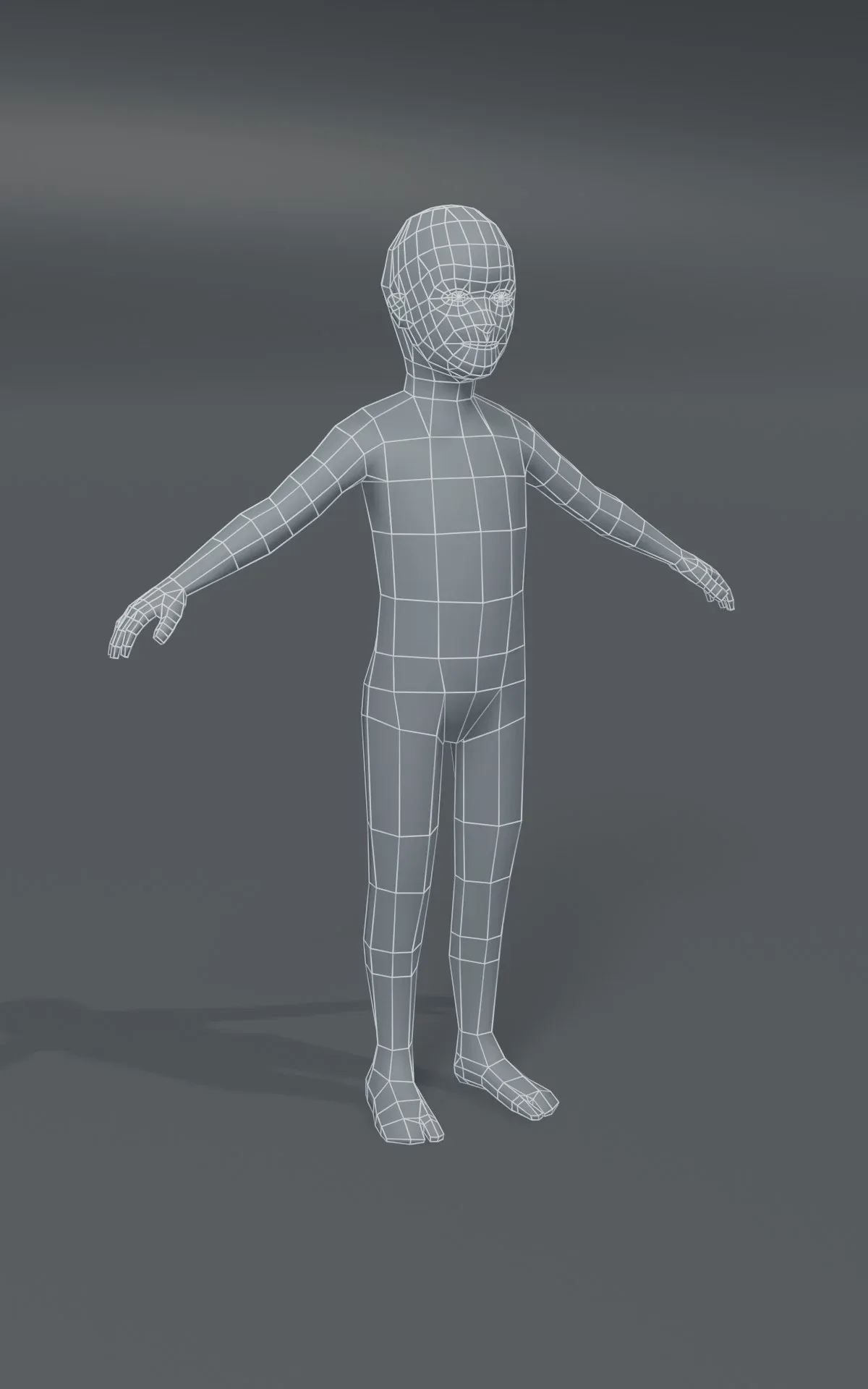 Boy Kid Body Base Mesh 3D Model 1000 Polygons