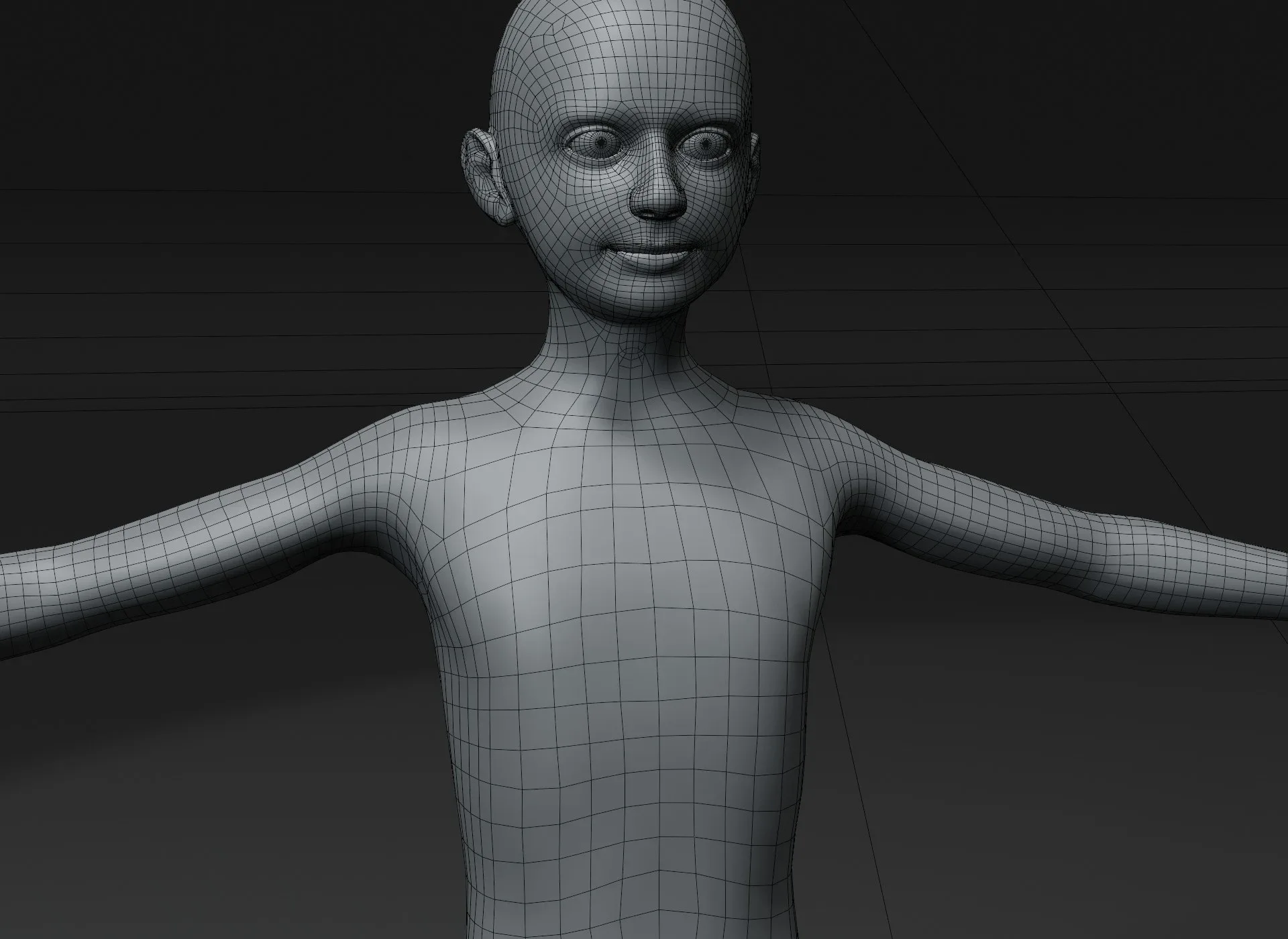 Boy Kid Body Base Mesh 3D Model FlippedNormals