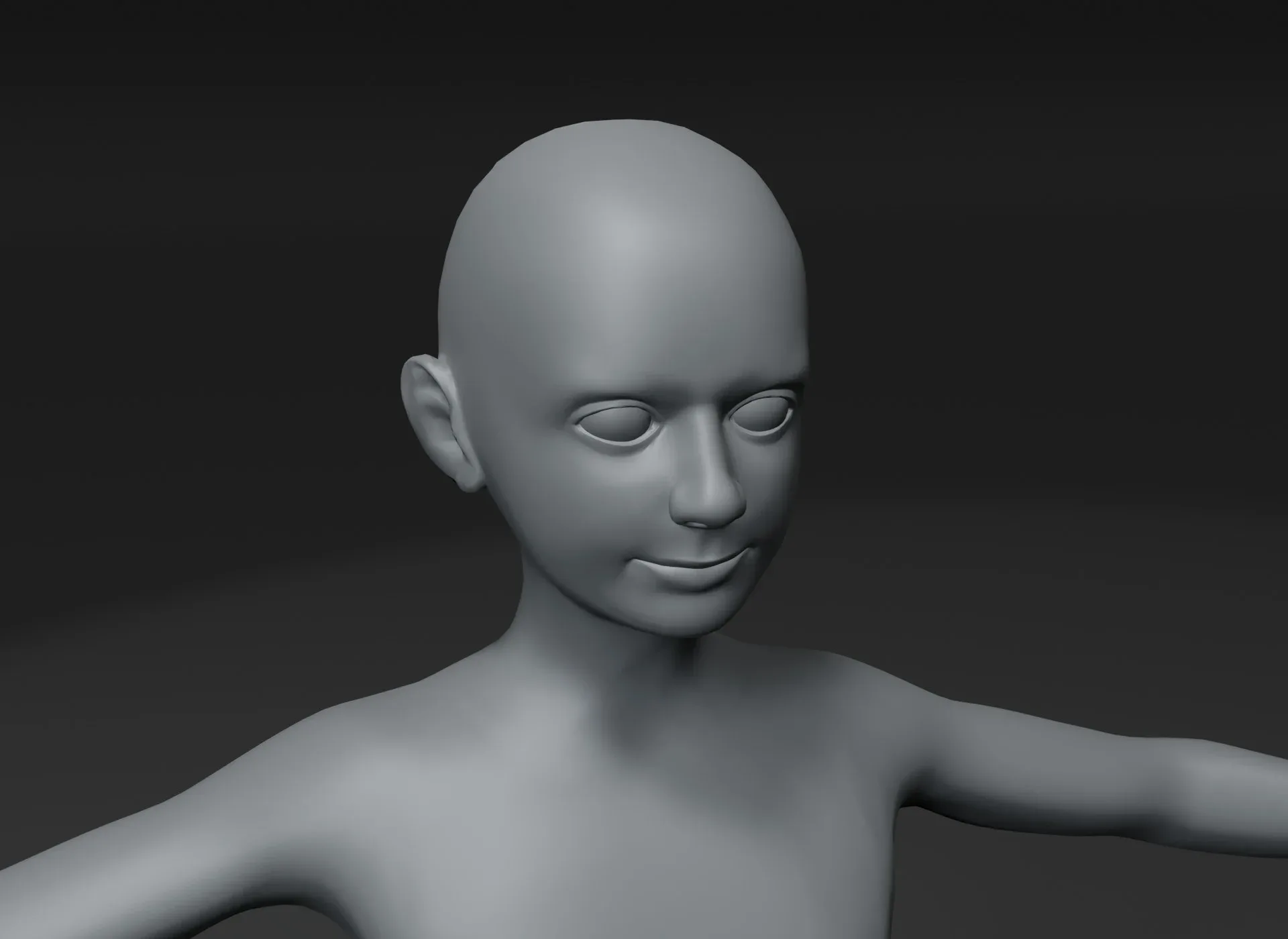 Boy Kid Body Base Mesh 3D Model FlippedNormals