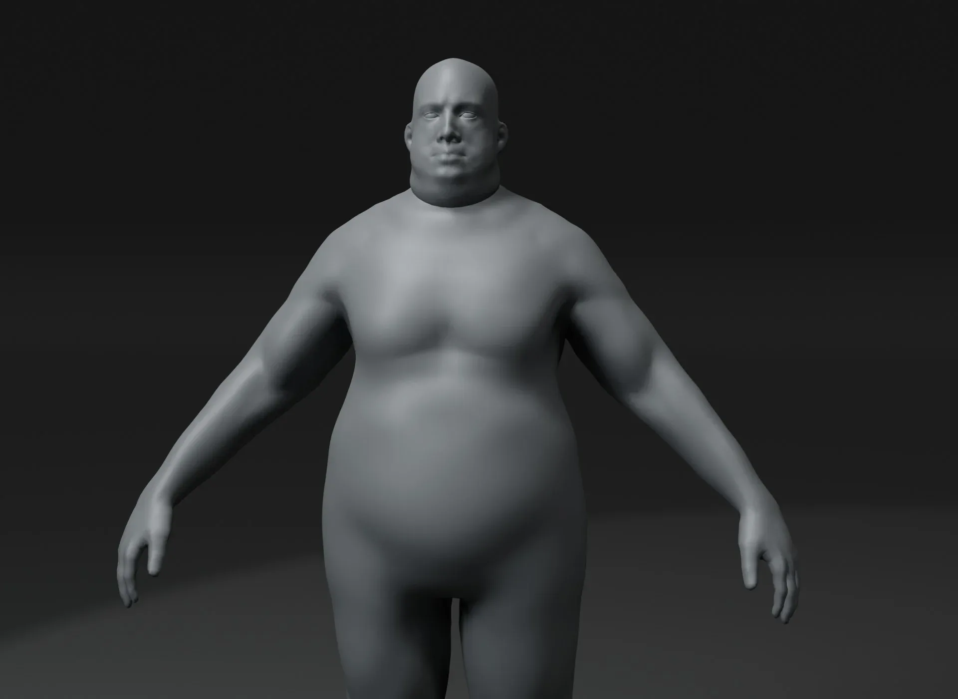 Male Body Fat Base Mesh 3D Model 20k Polygons