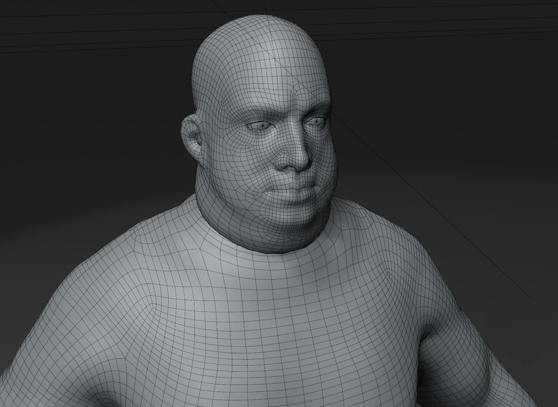 Male Body Fat Base Mesh 3D Model 20k Polygons