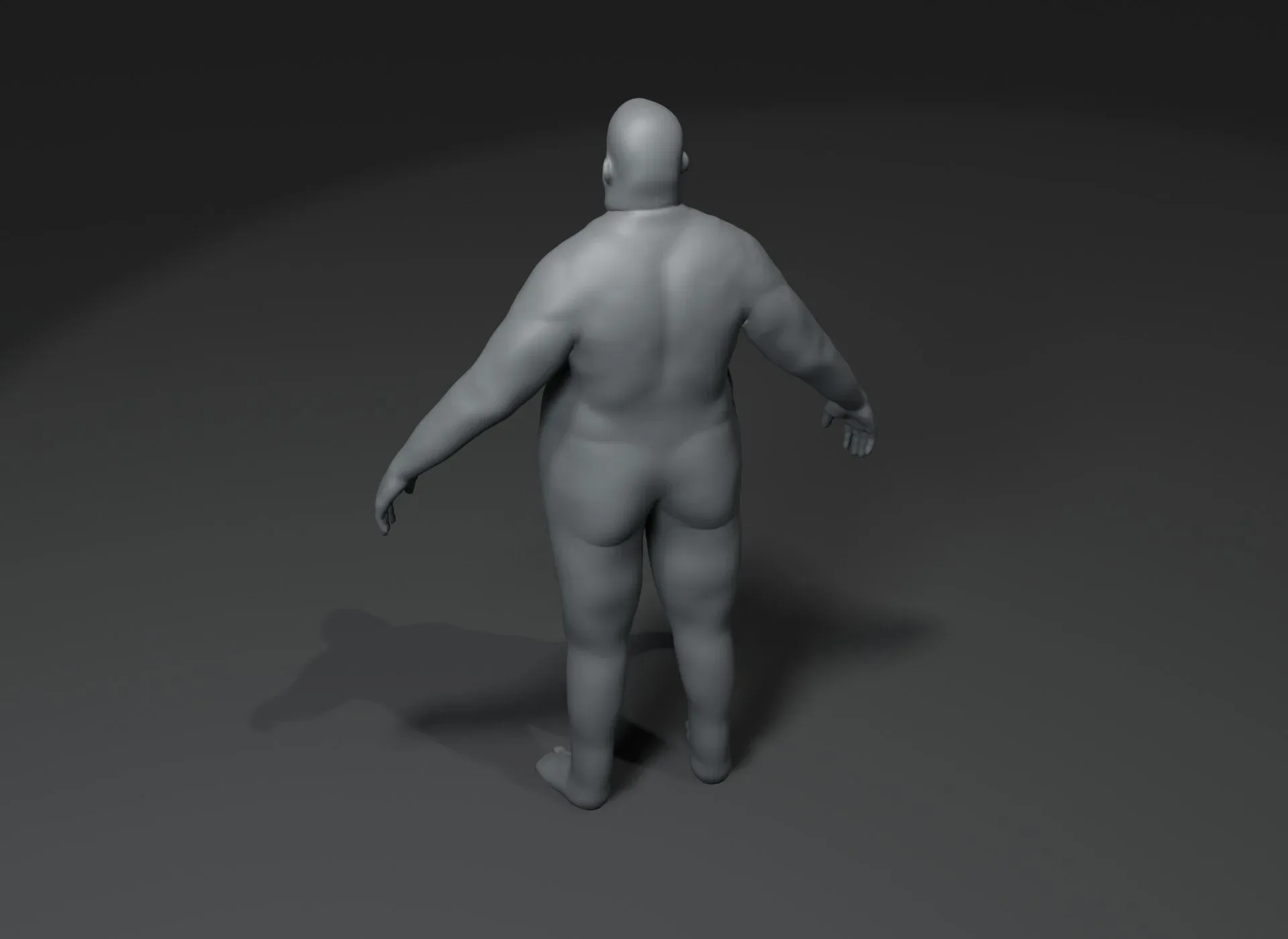 Male Body Fat Base Mesh 3D Model 20k Polygons