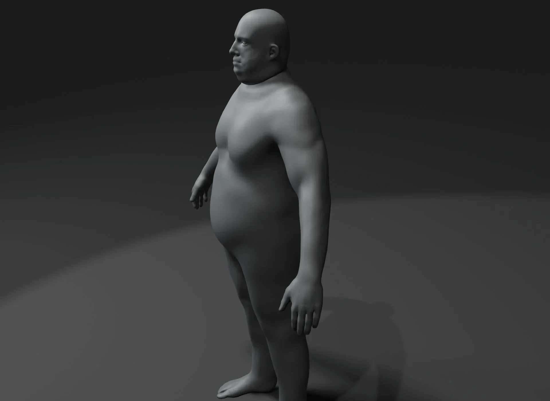 Male Body Fat Base Mesh 3D Model 20k Polygons