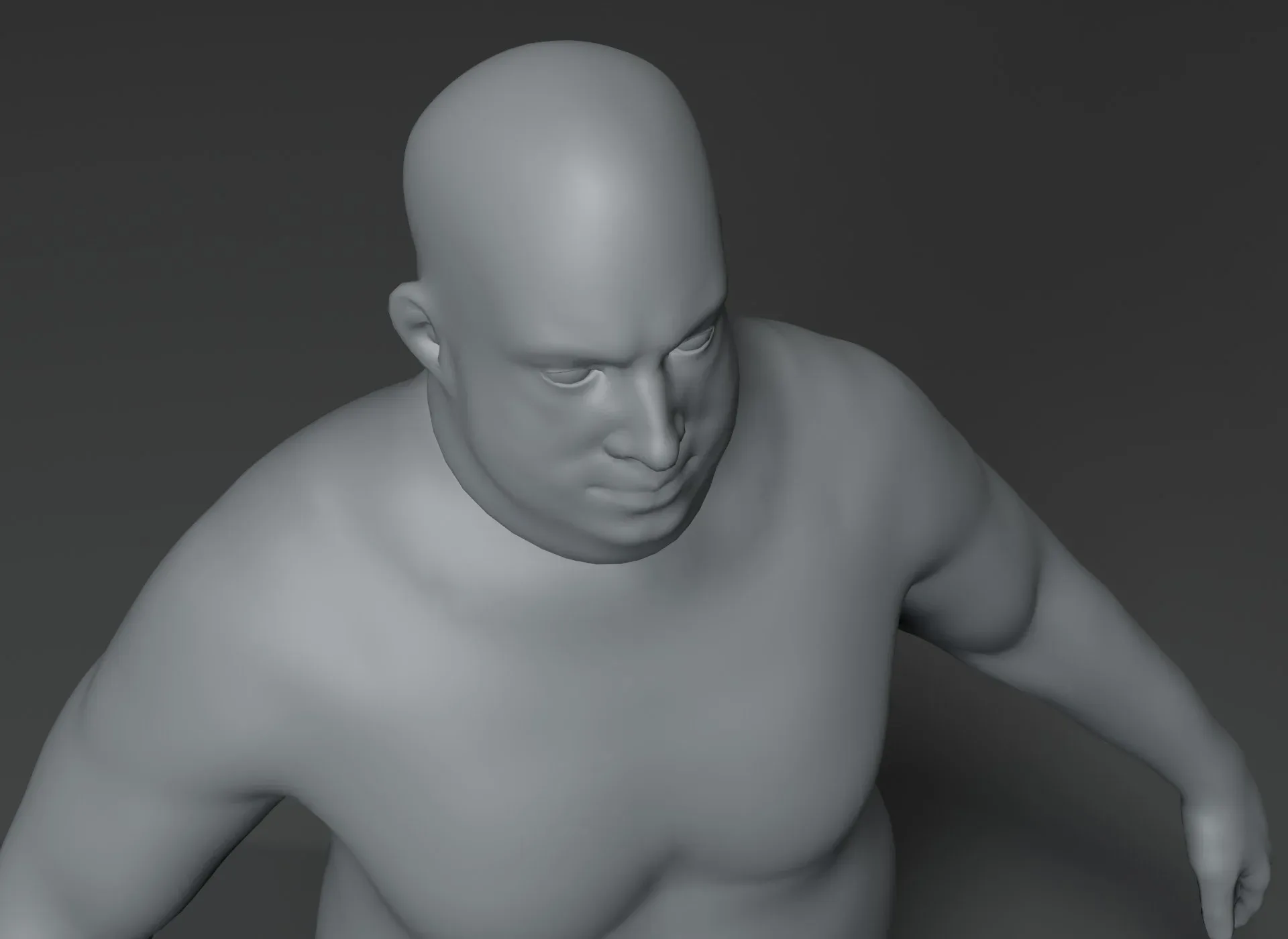 Male Body Fat Base Mesh 3D Model 20k Polygons