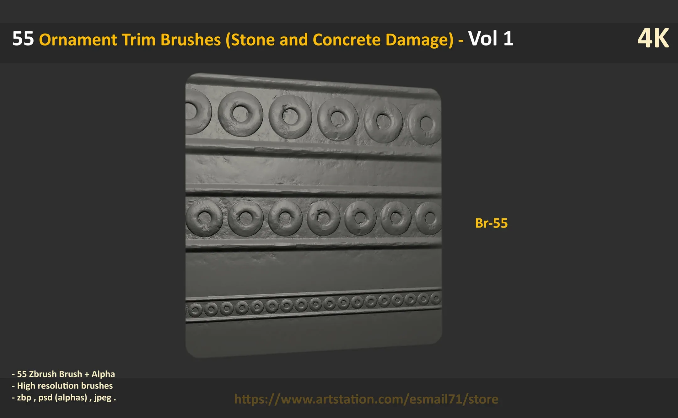 55 Ornament Trim Brushes (Stone and Concrete Damage) - Vol 1