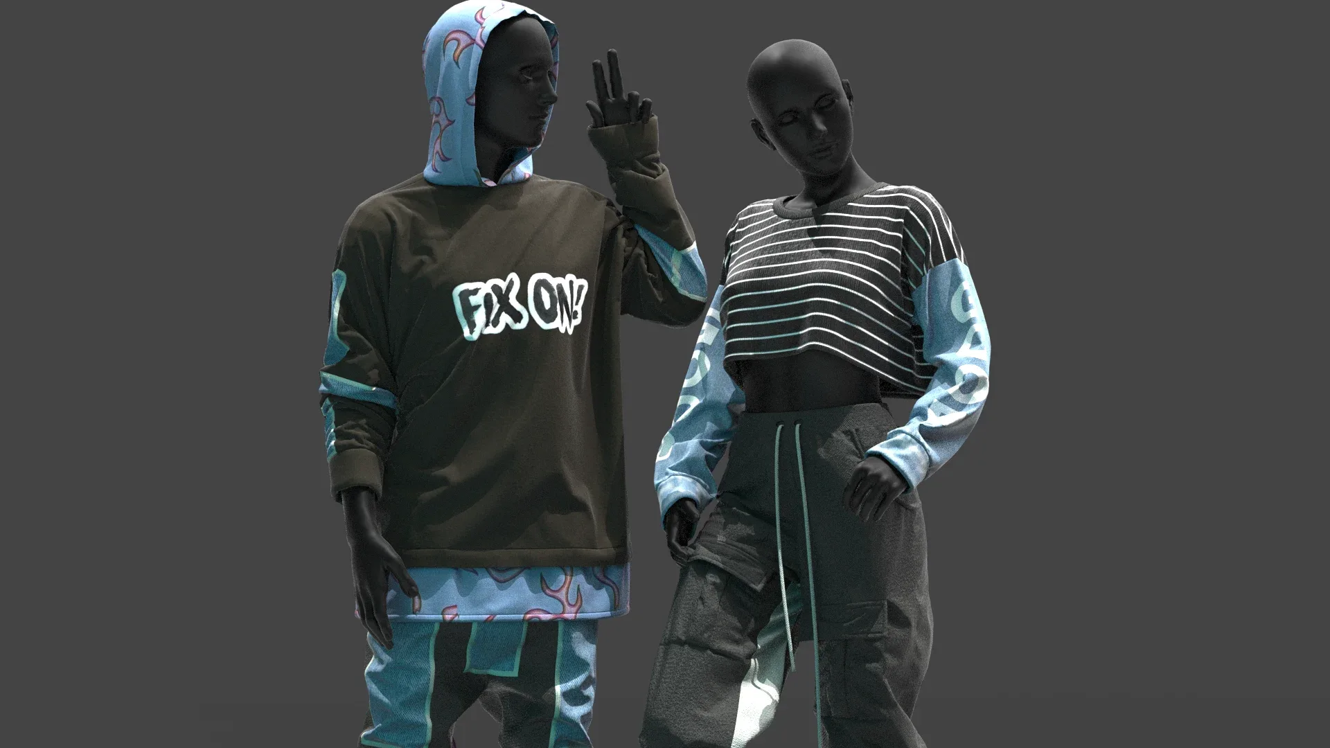 Male & Female Outfits . Clo3D , Marvelous Designer .