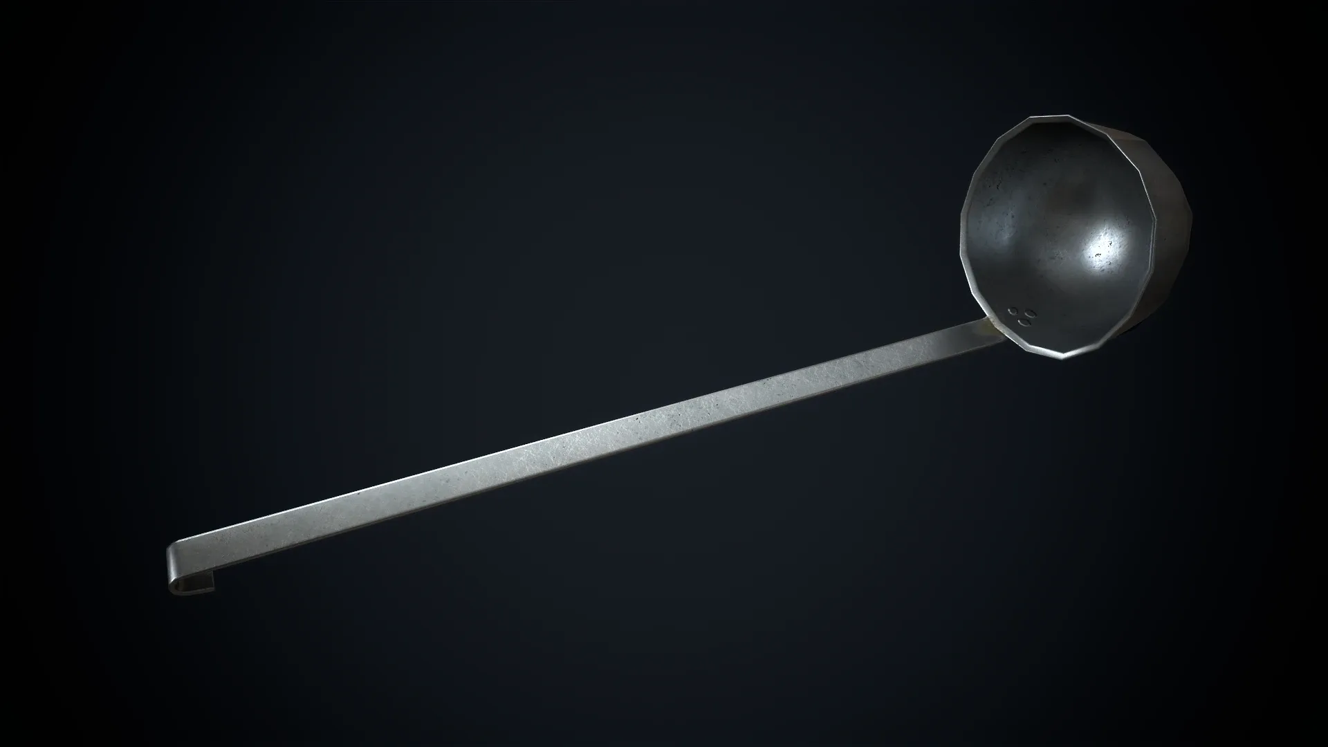 Aluminum saucepan with soup and ladle