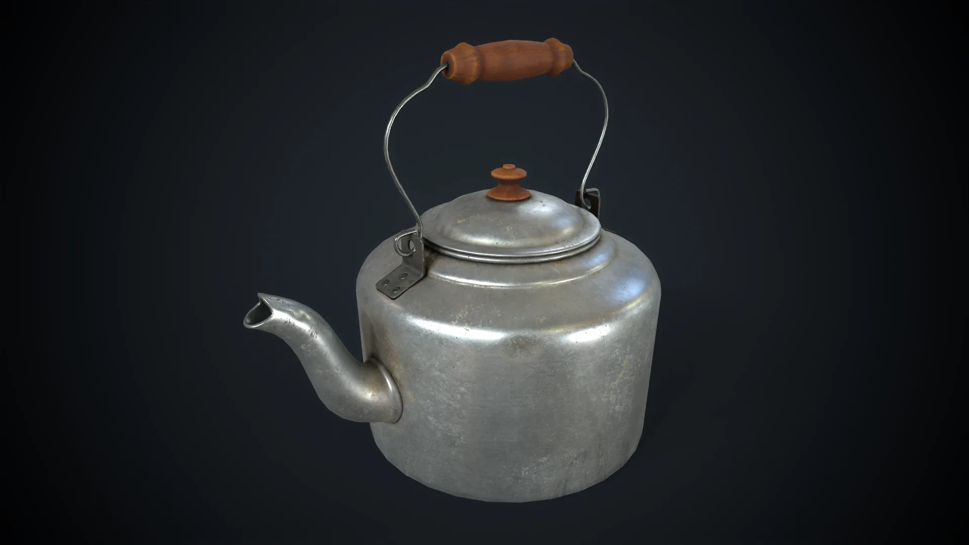 Old aluminum teapot