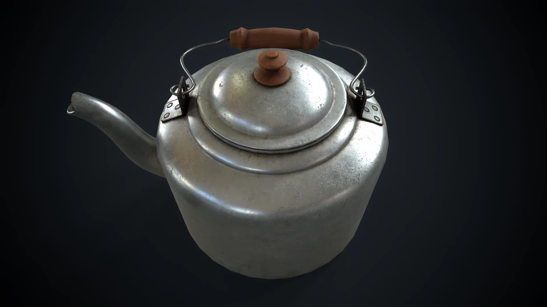 Old aluminum teapot