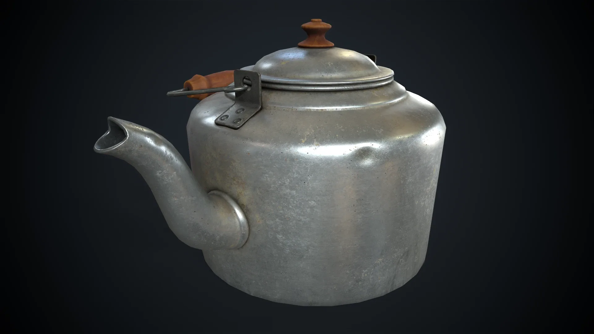 Old aluminum teapot