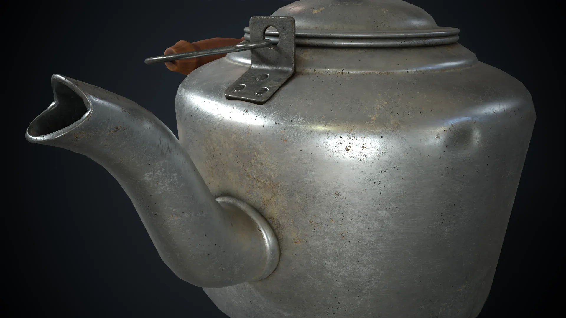 Old aluminum teapot