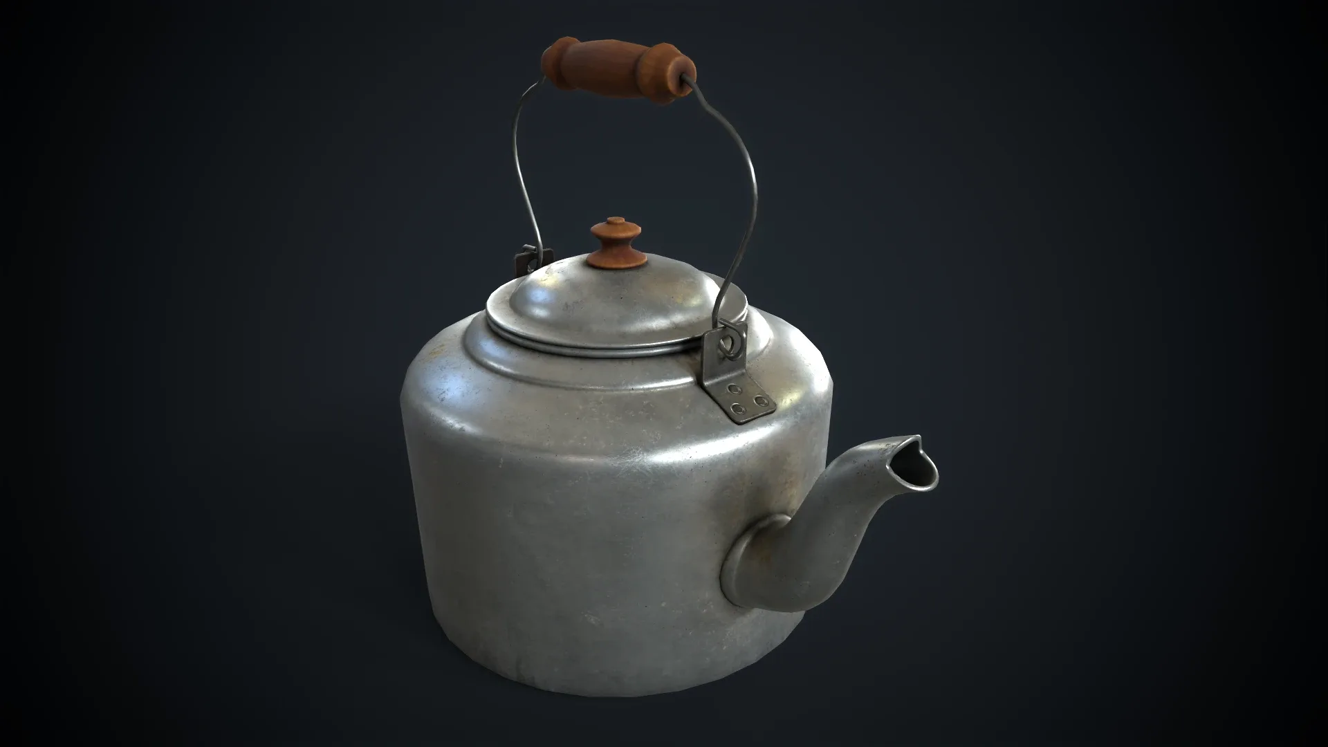 Old aluminum teapot