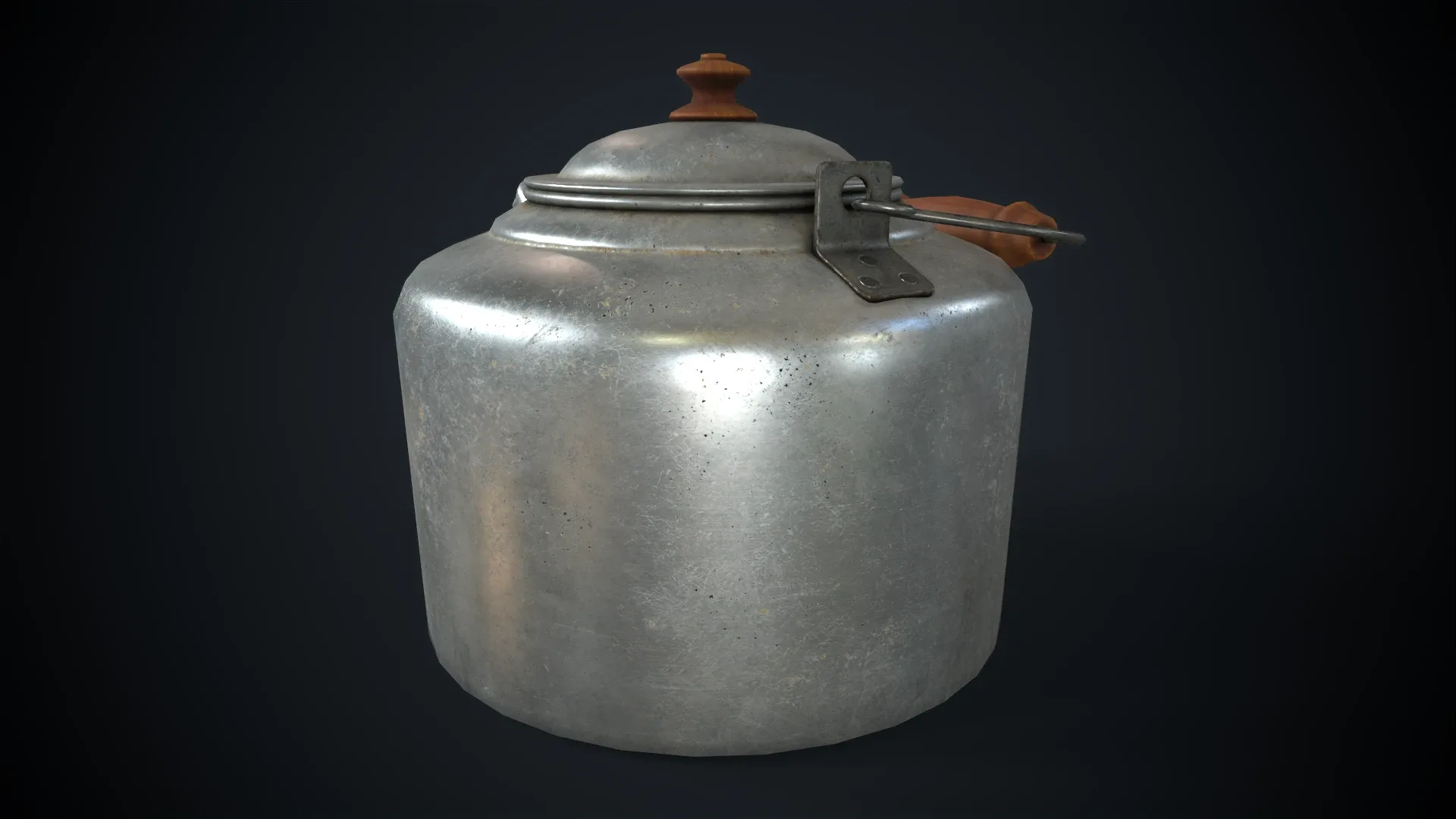 Old aluminum teapot