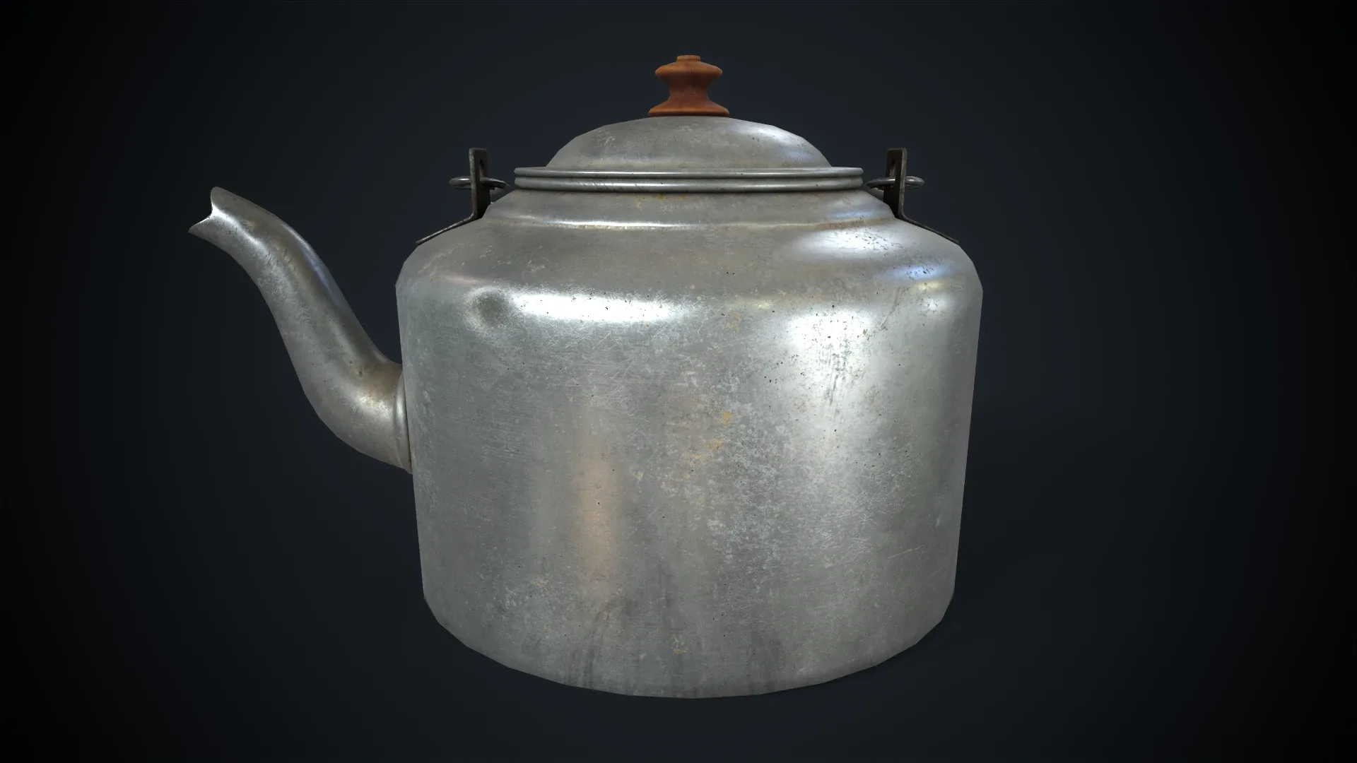 Old aluminum teapot