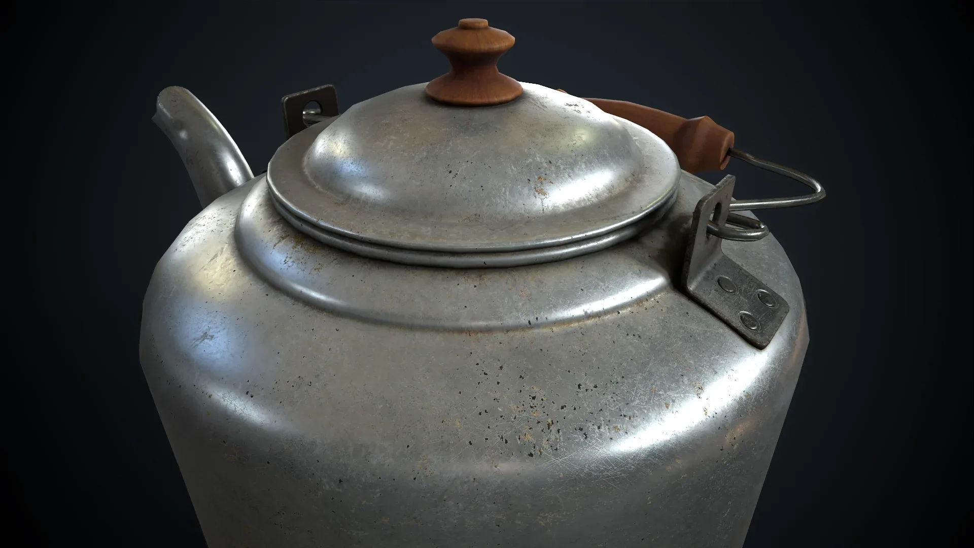 Old aluminum teapot