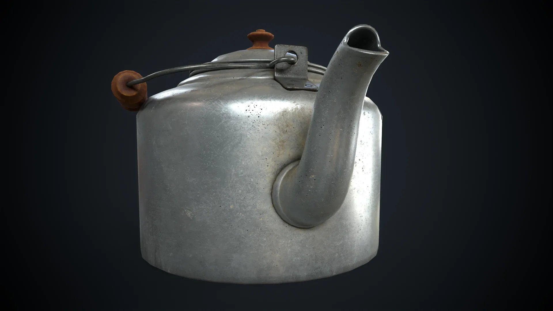 Old aluminum teapot