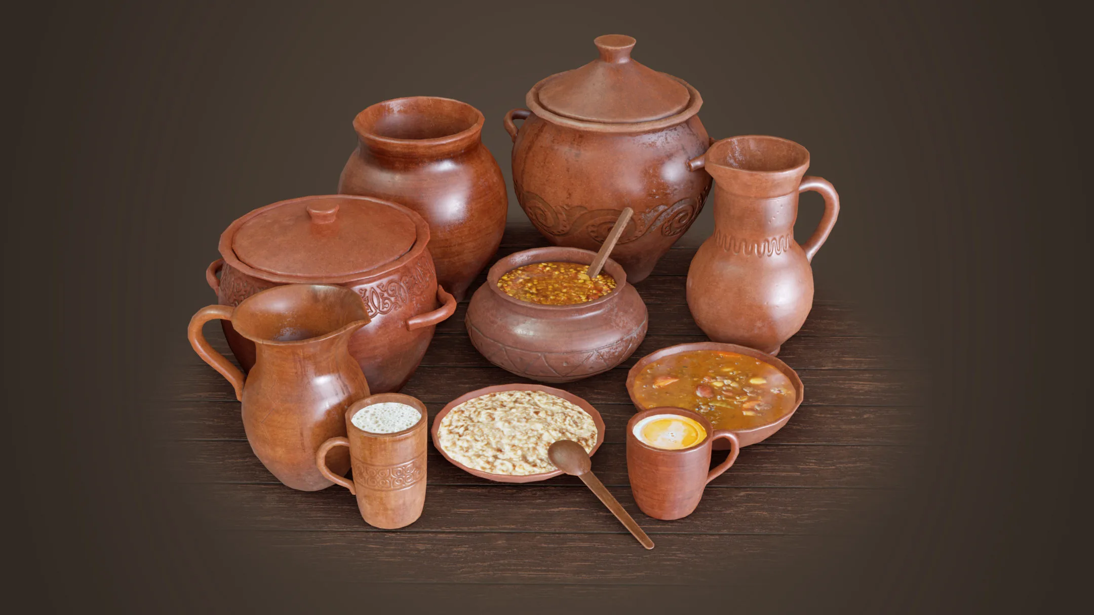 Medieval clay tableware pack