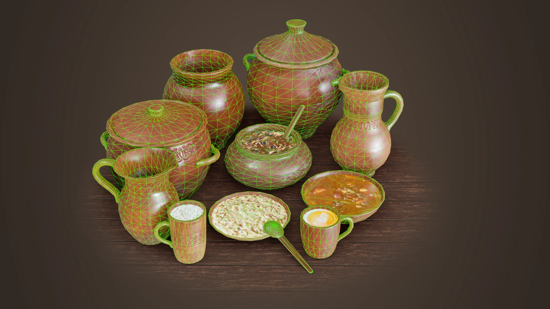 Medieval clay tableware pack