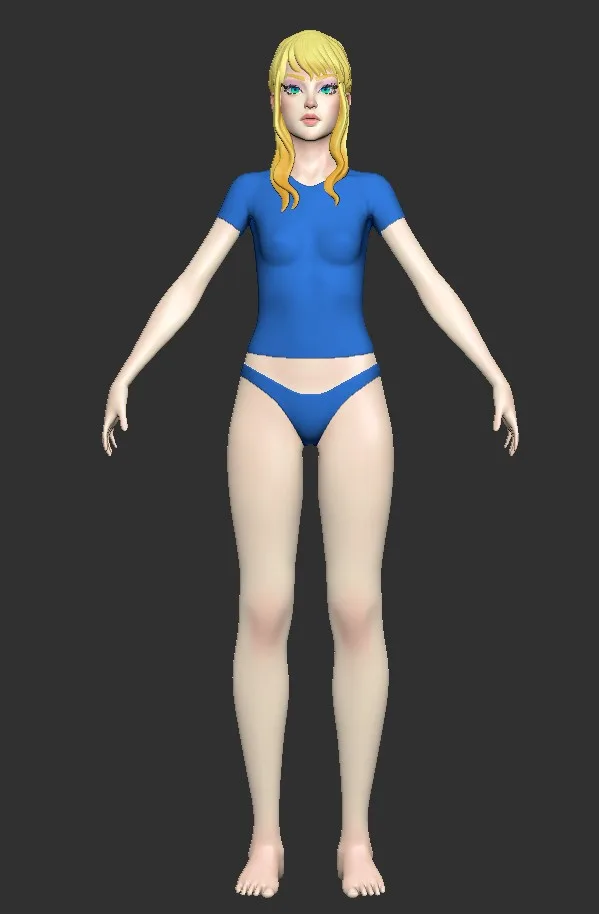 Female base-mesh stylized HighPoly