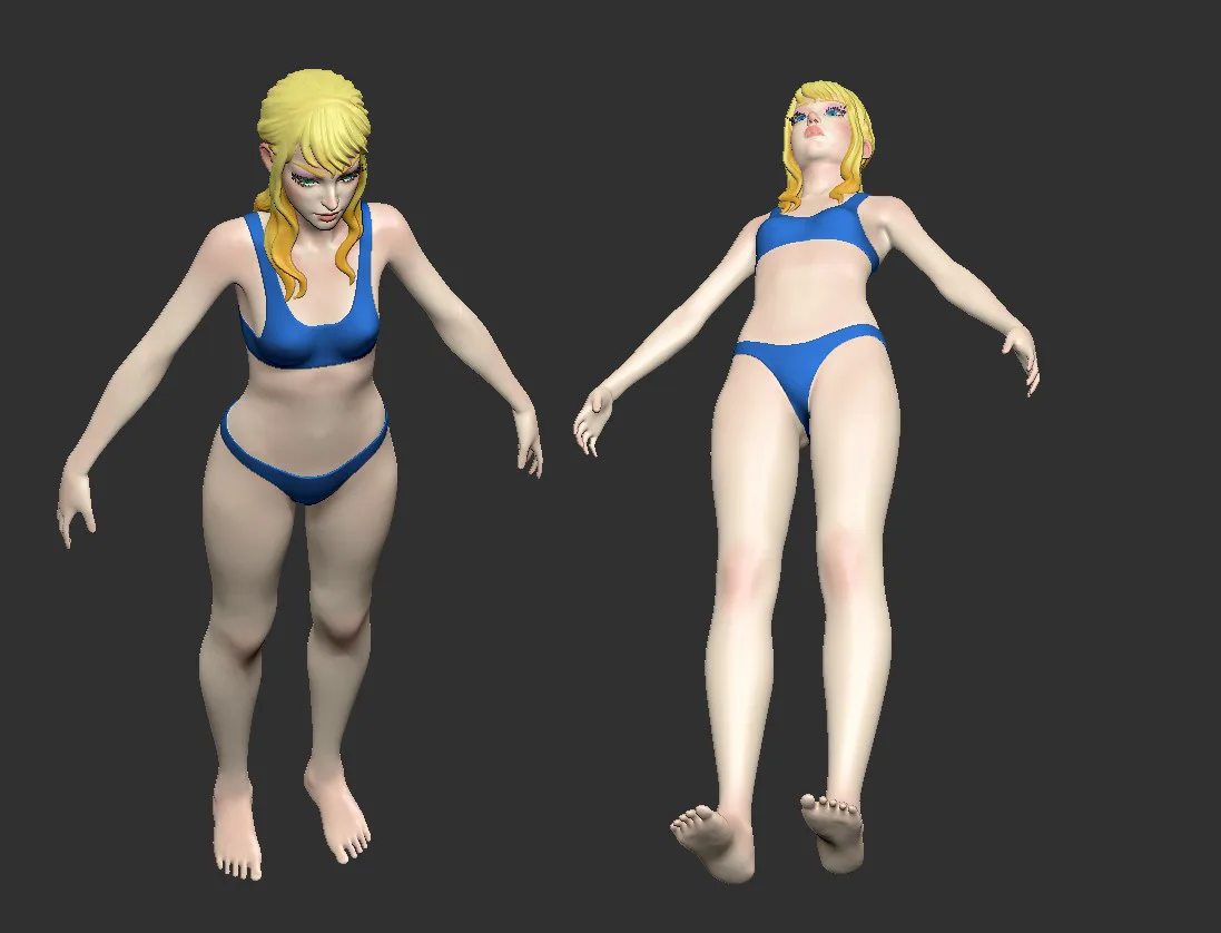 Female base-mesh stylized HighPoly