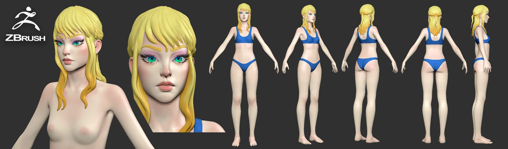 Female base-mesh stylized HighPoly