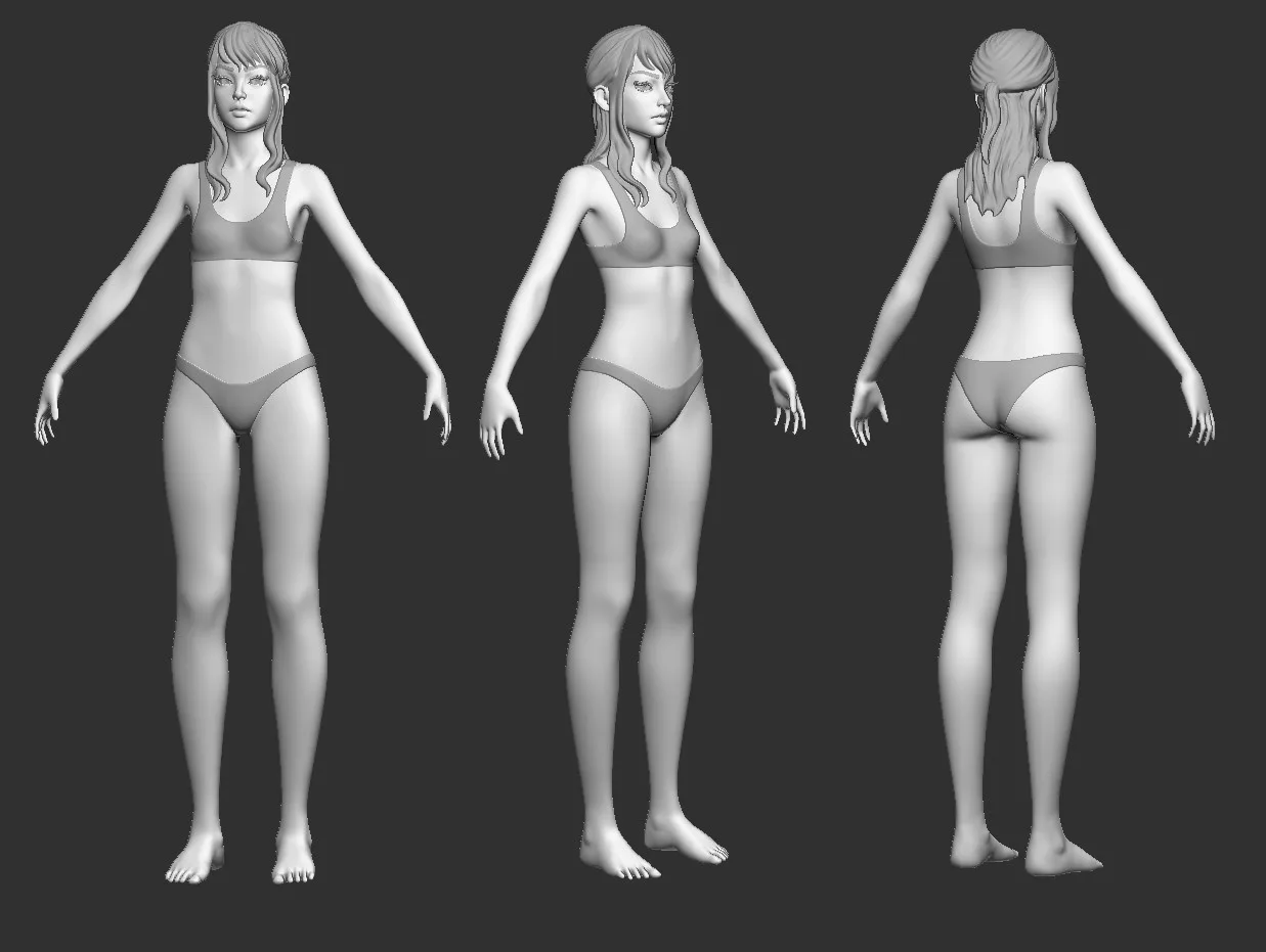Female base-mesh stylized HighPoly