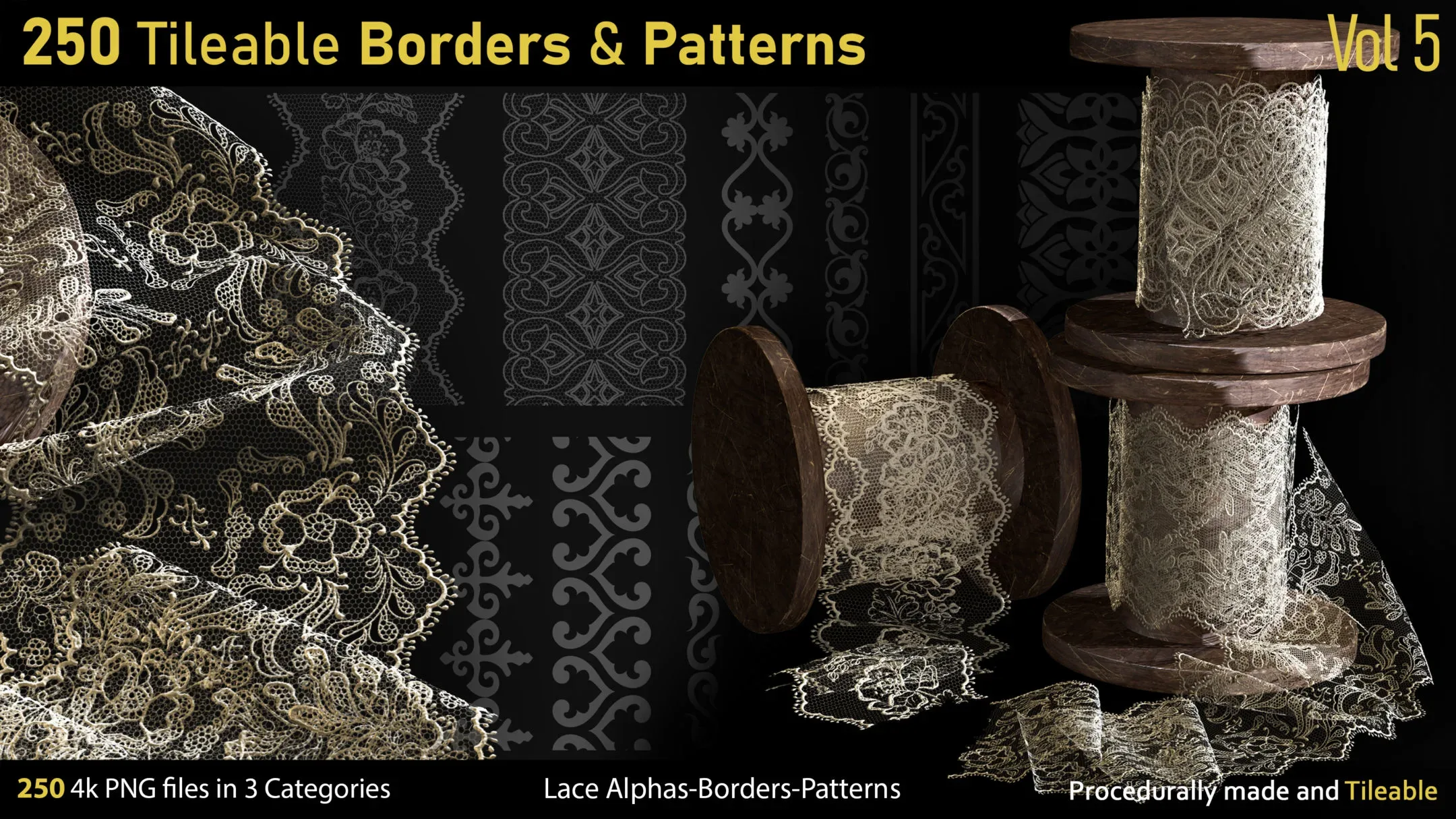 250 Alphas-Tileable Borders&Patterns-Vol5