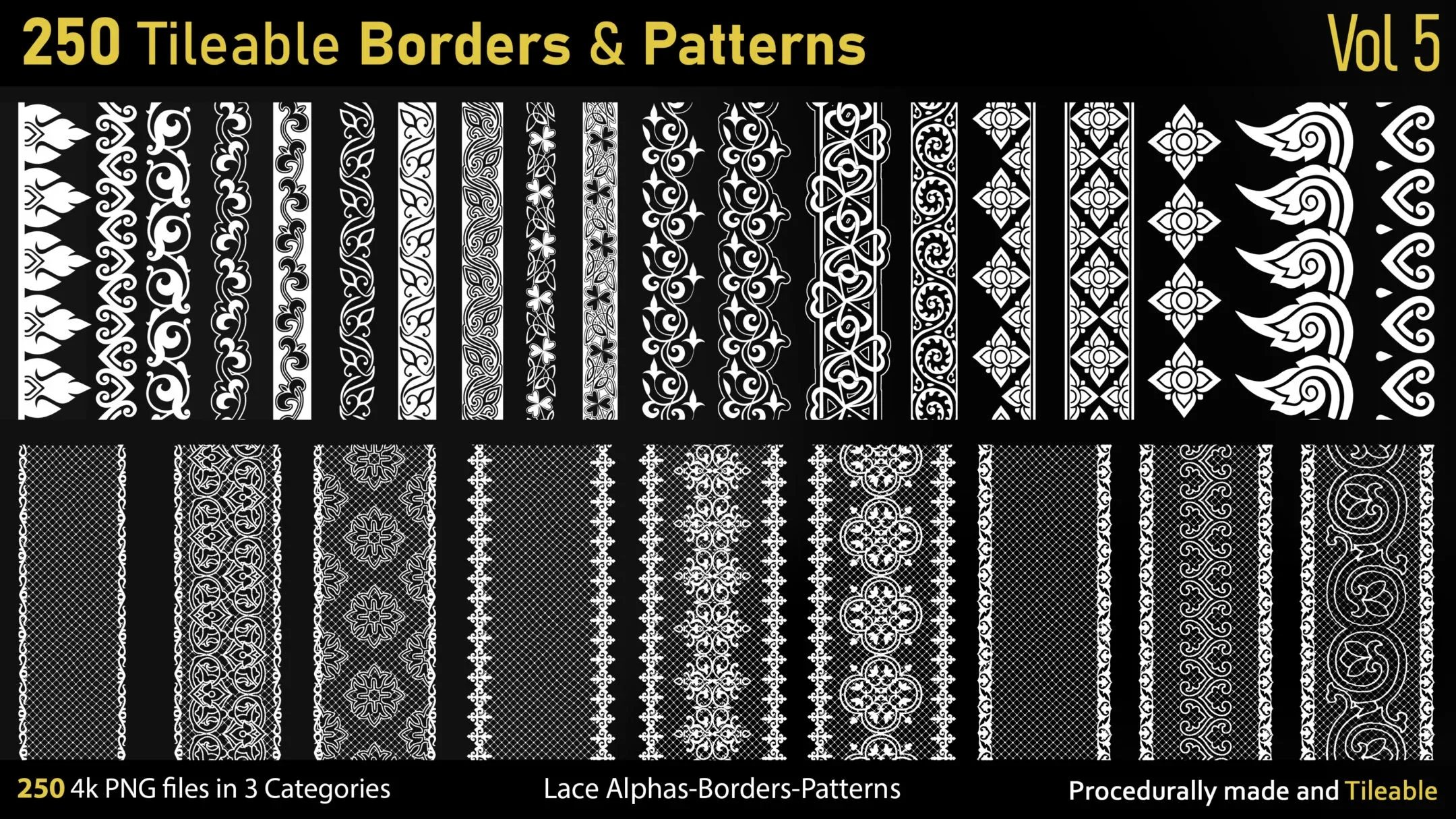 250 Alphas-Tileable Borders&Patterns-Vol5