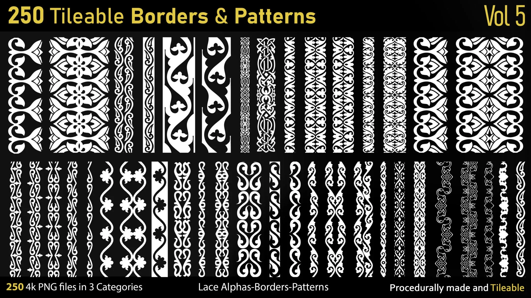250 Alphas-Tileable Borders&Patterns-Vol5