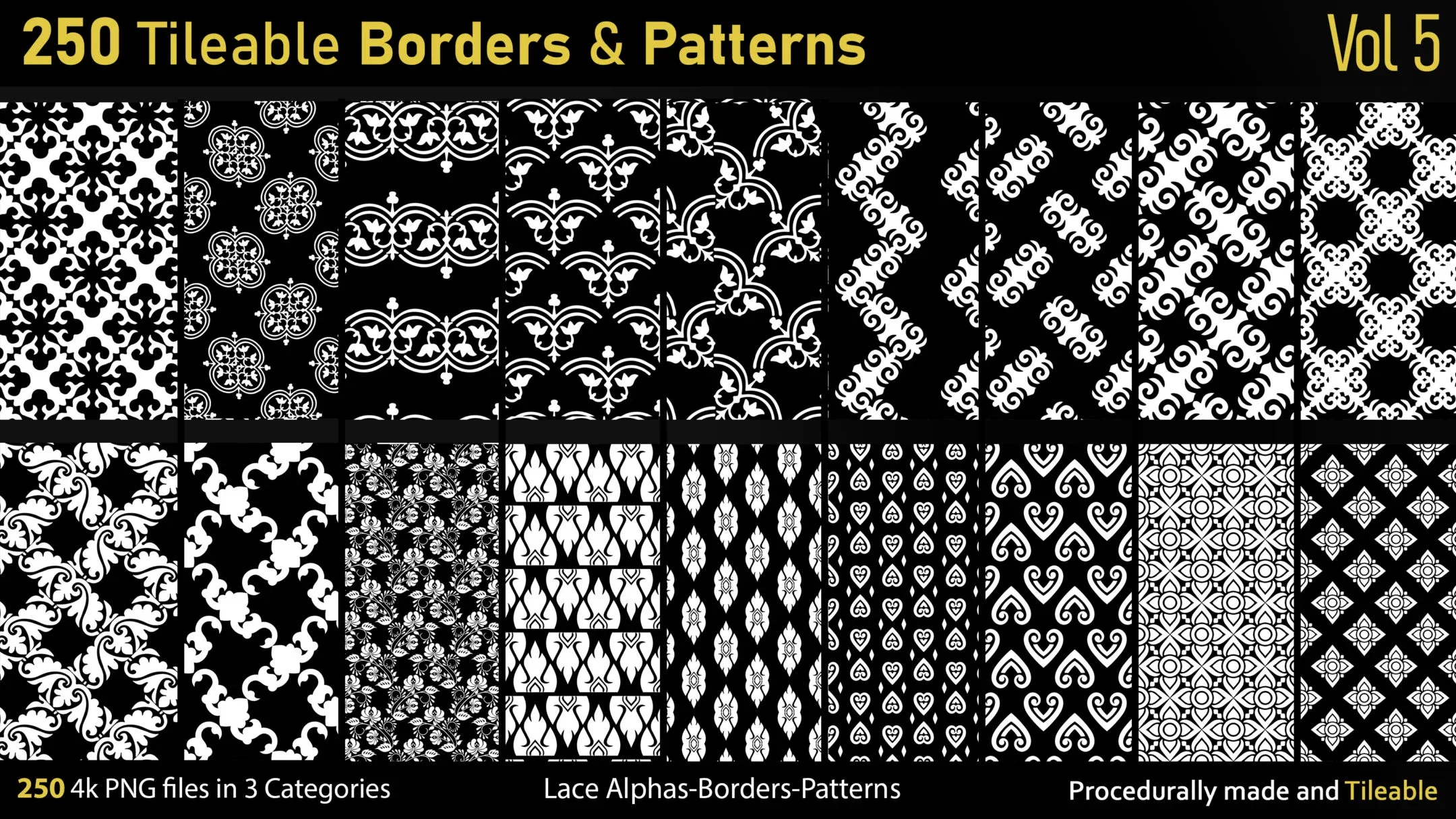 250 Alphas-Tileable Borders&Patterns-Vol5