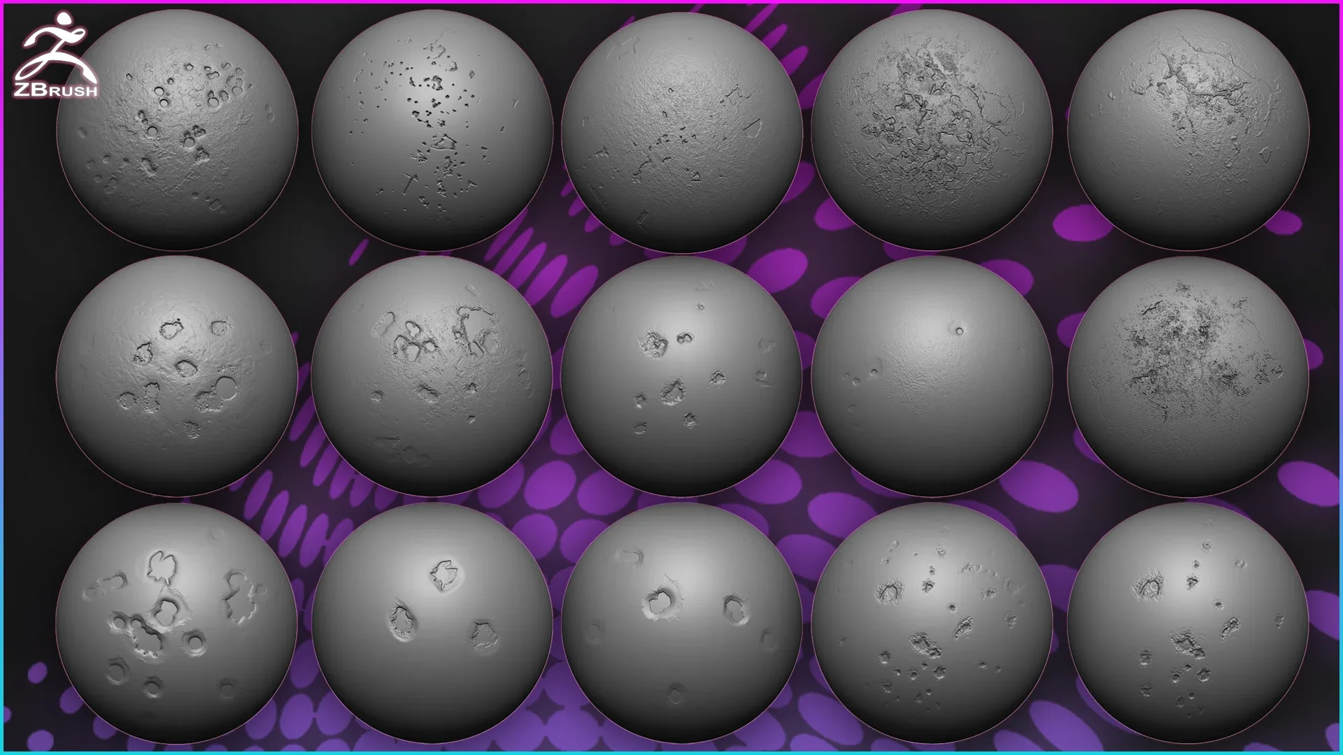 50 Damaged Alphas for Zbrush