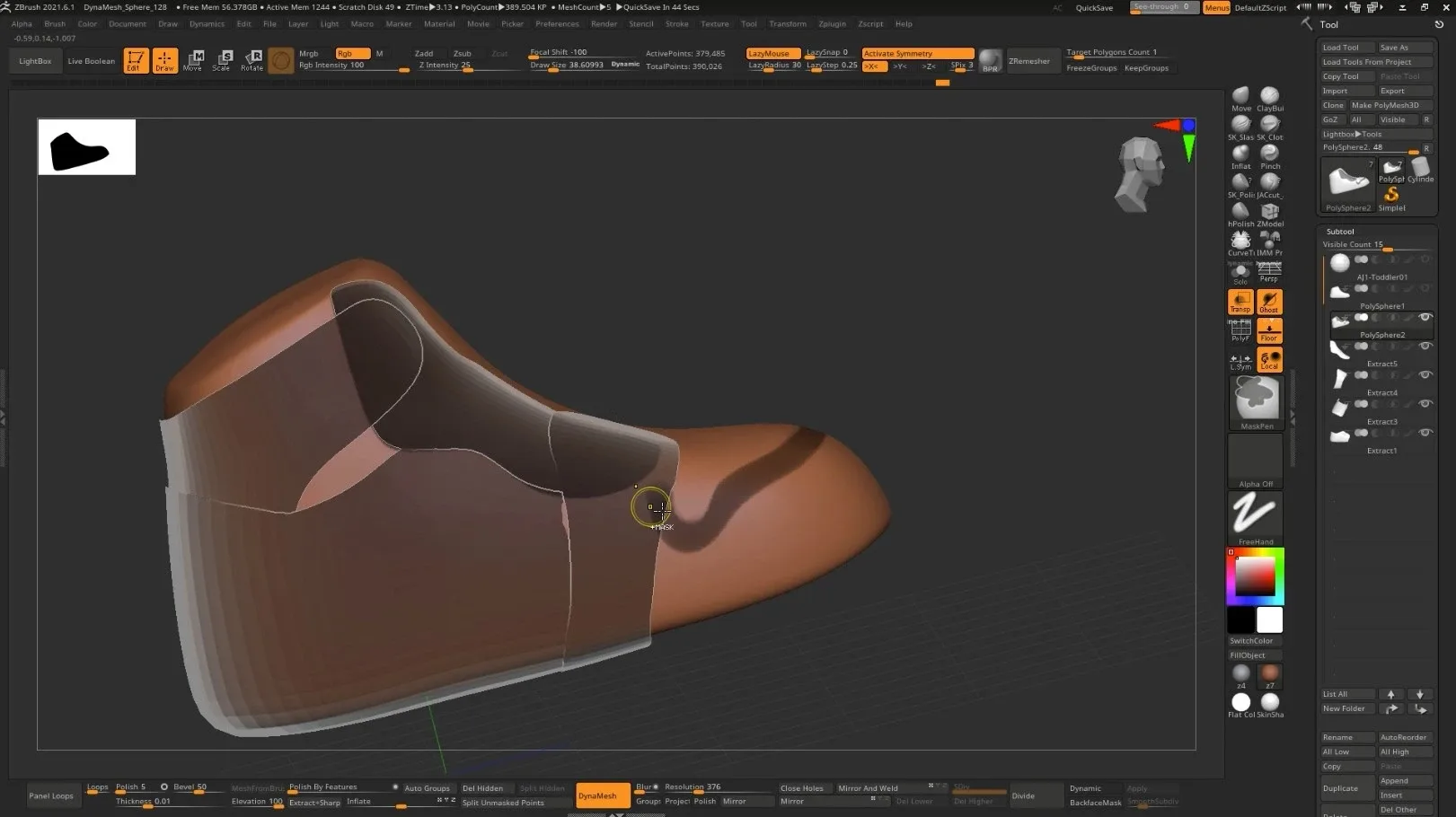 Sculpting realistic 3d shoes in zbrush