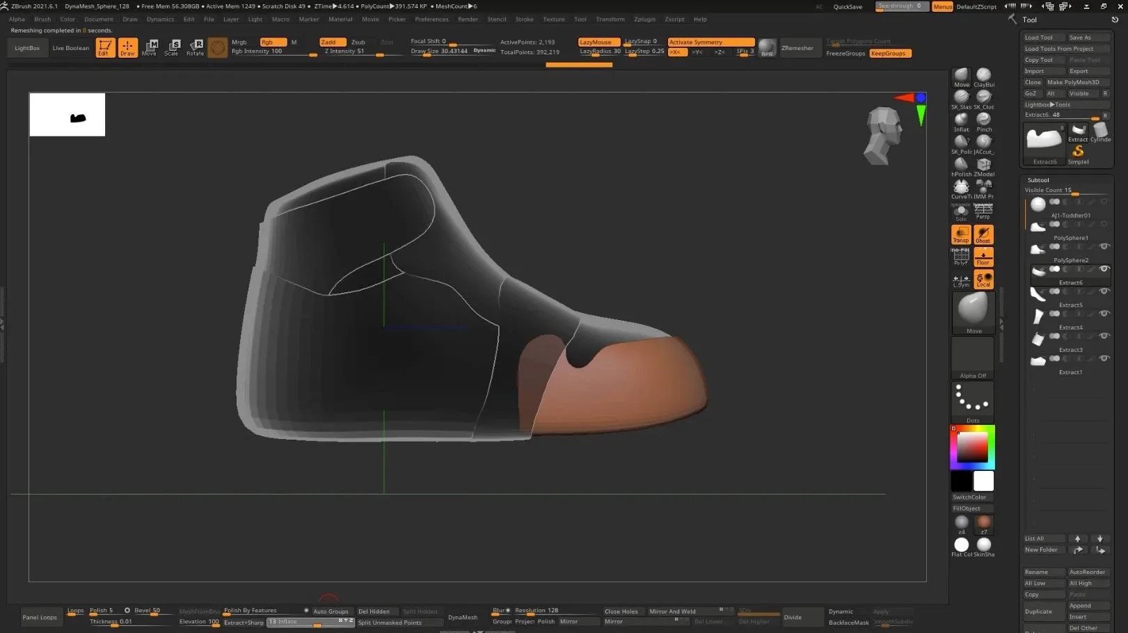 Sculpting realistic 3d shoes in zbrush