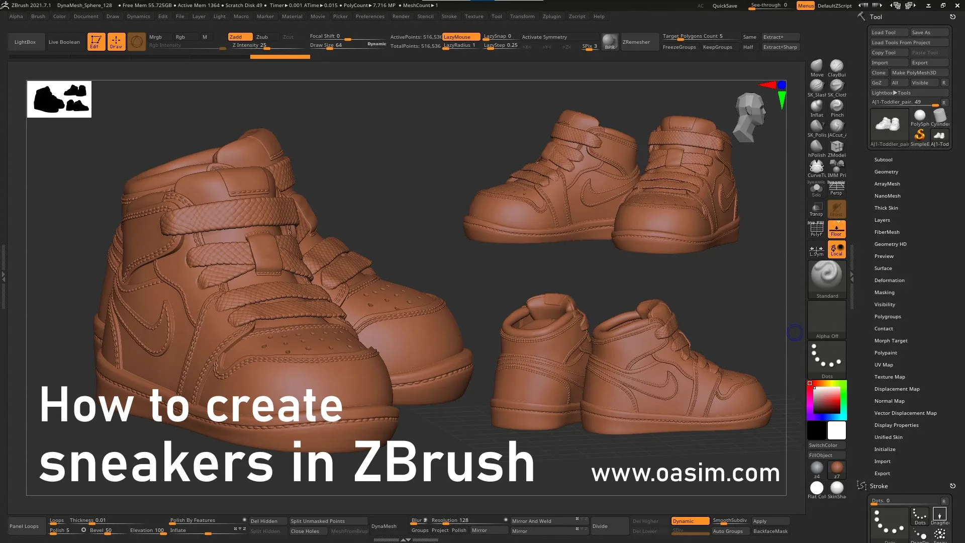 Sculpting realistic 3d shoes in zbrush