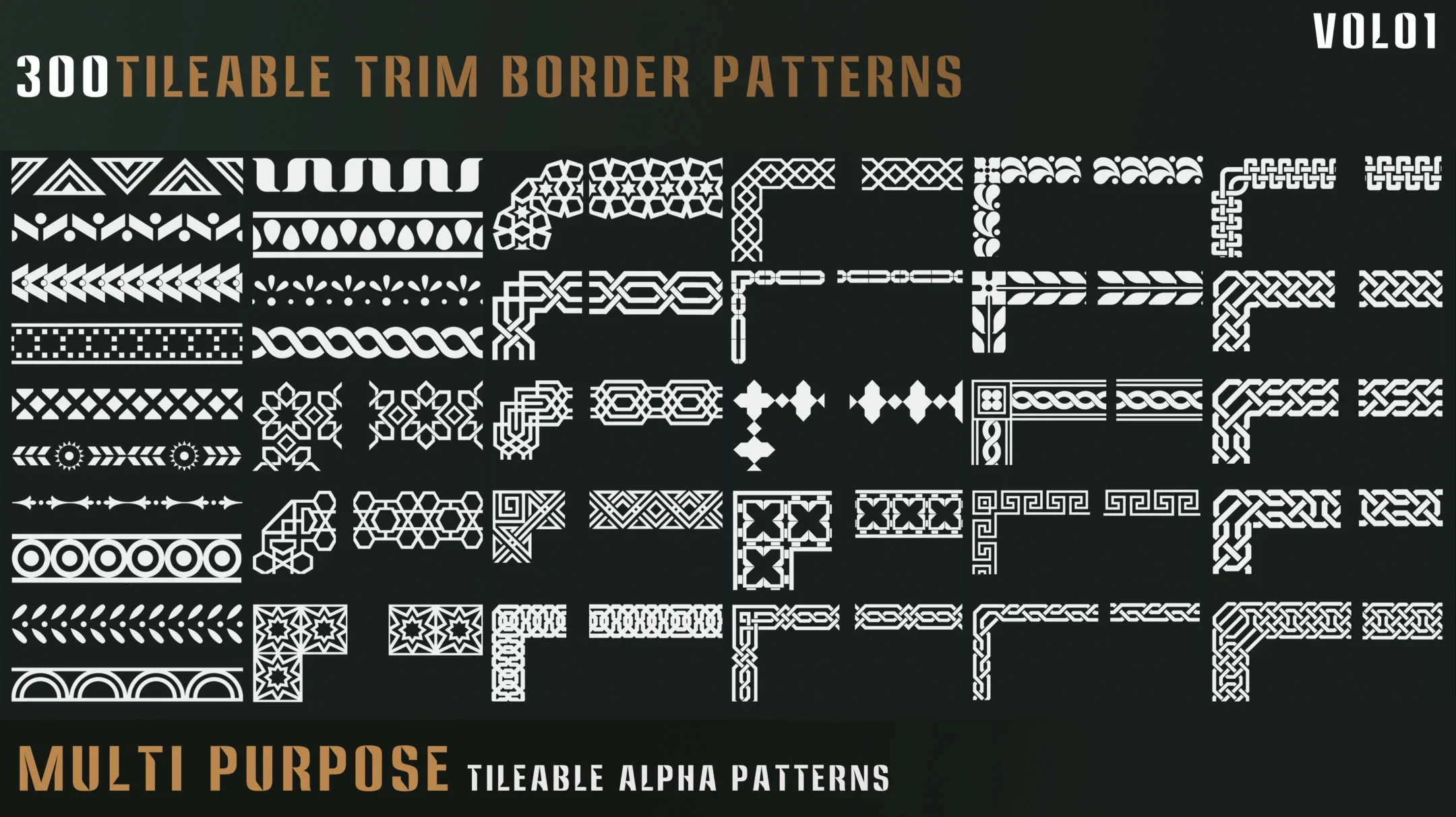 300 tileable trim border patterns-vol01