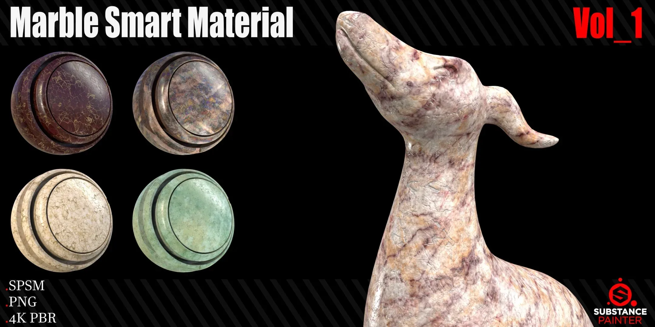 16 Marble Smart Material + 4K PBR Texture Vol_1