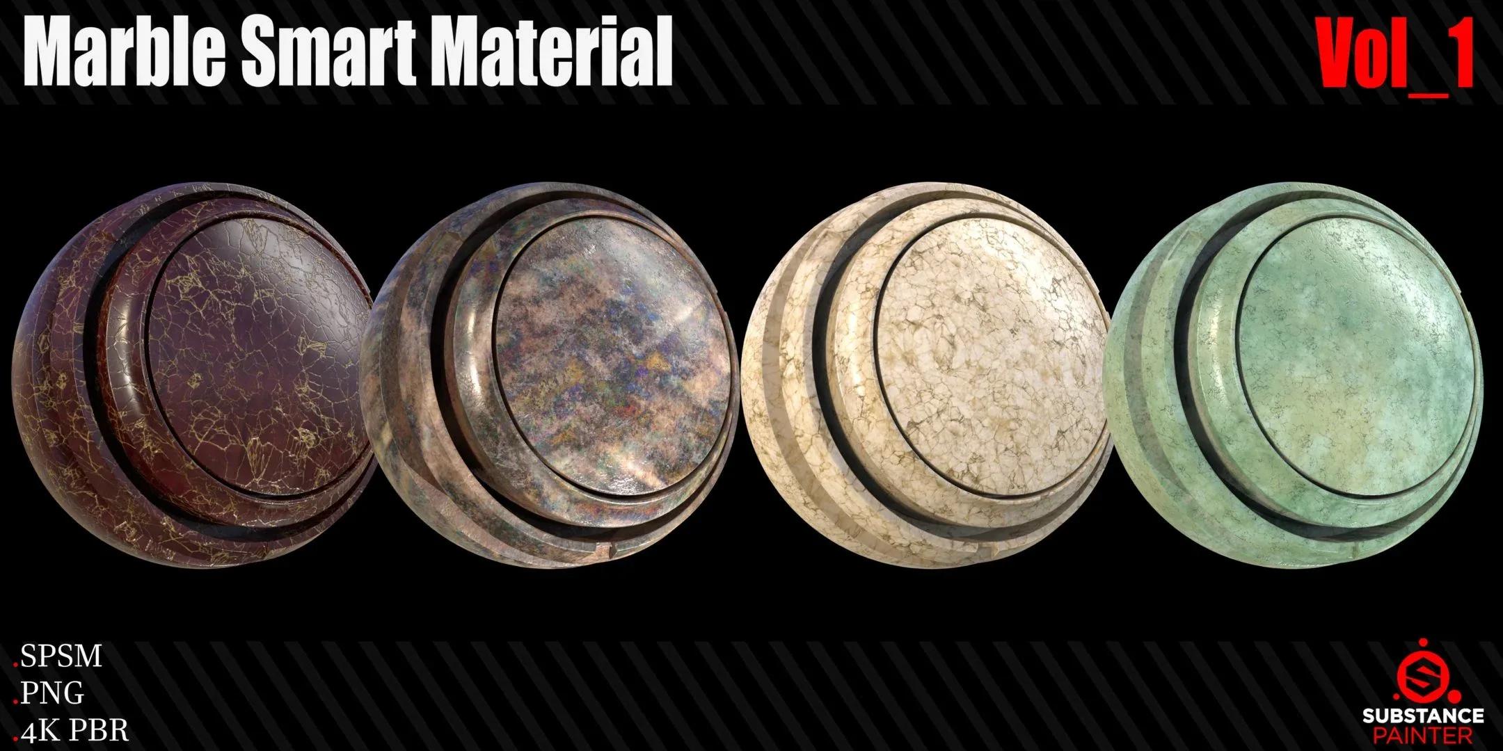 16 Marble Smart Material + 4K PBR Texture Vol_1