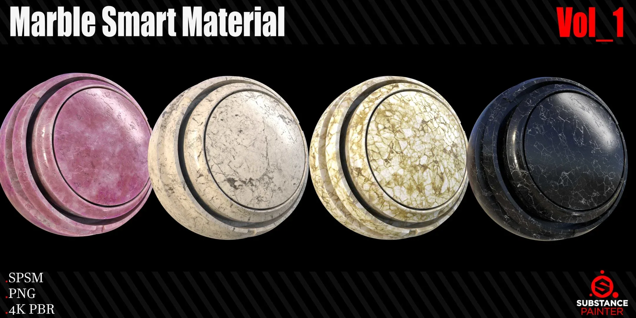 16 Marble Smart Material + 4K PBR Texture Vol_1