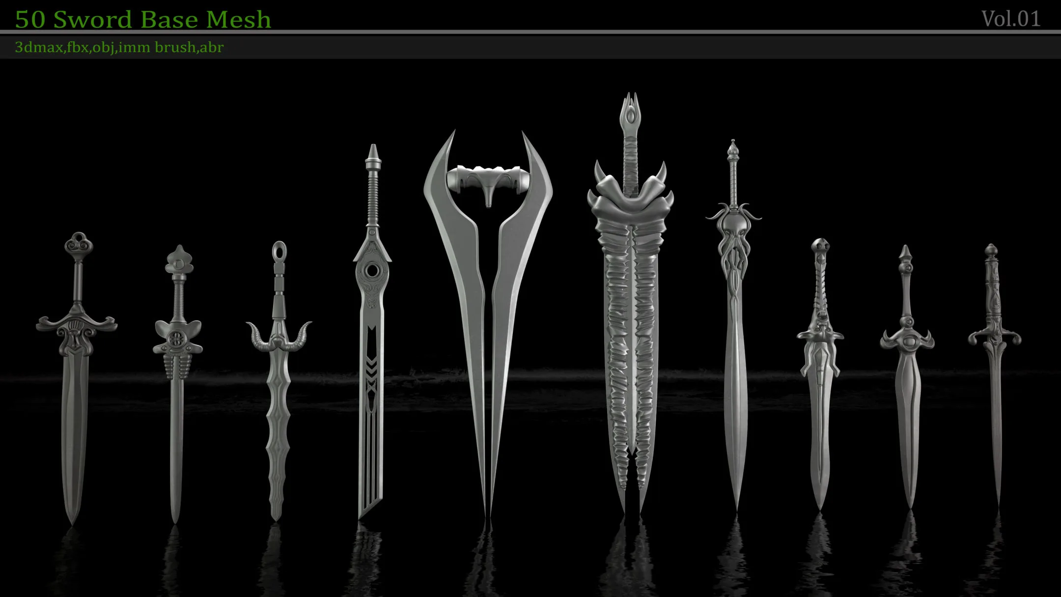 50 Sword Base Mesh(Clean UV) + IMM brush + ABR brush